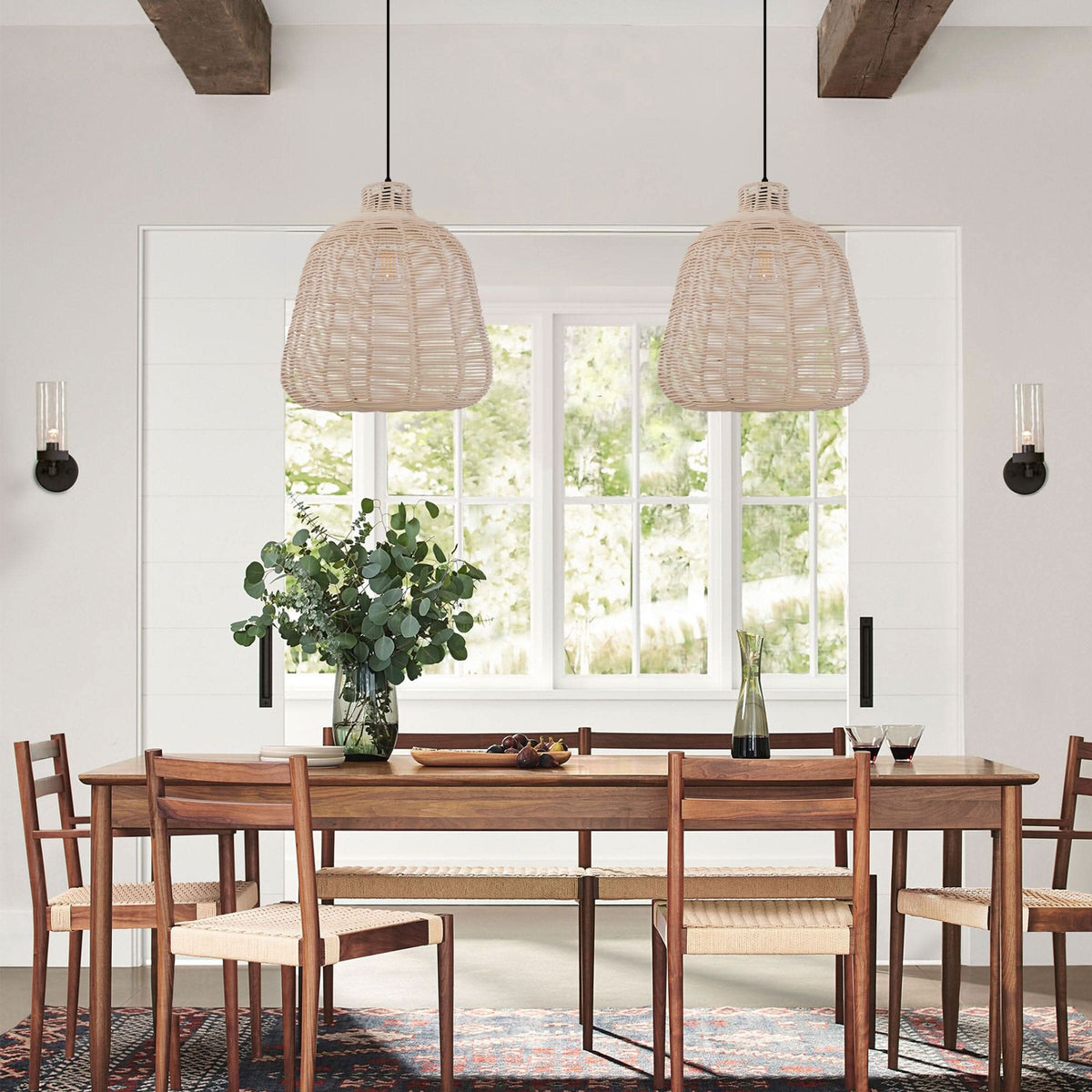 Lightsin Natural Rattan Pendant Light – Handwoven Ceiling Pendant Light for Living Room, Bedroom, and Ambient Boho Interiors