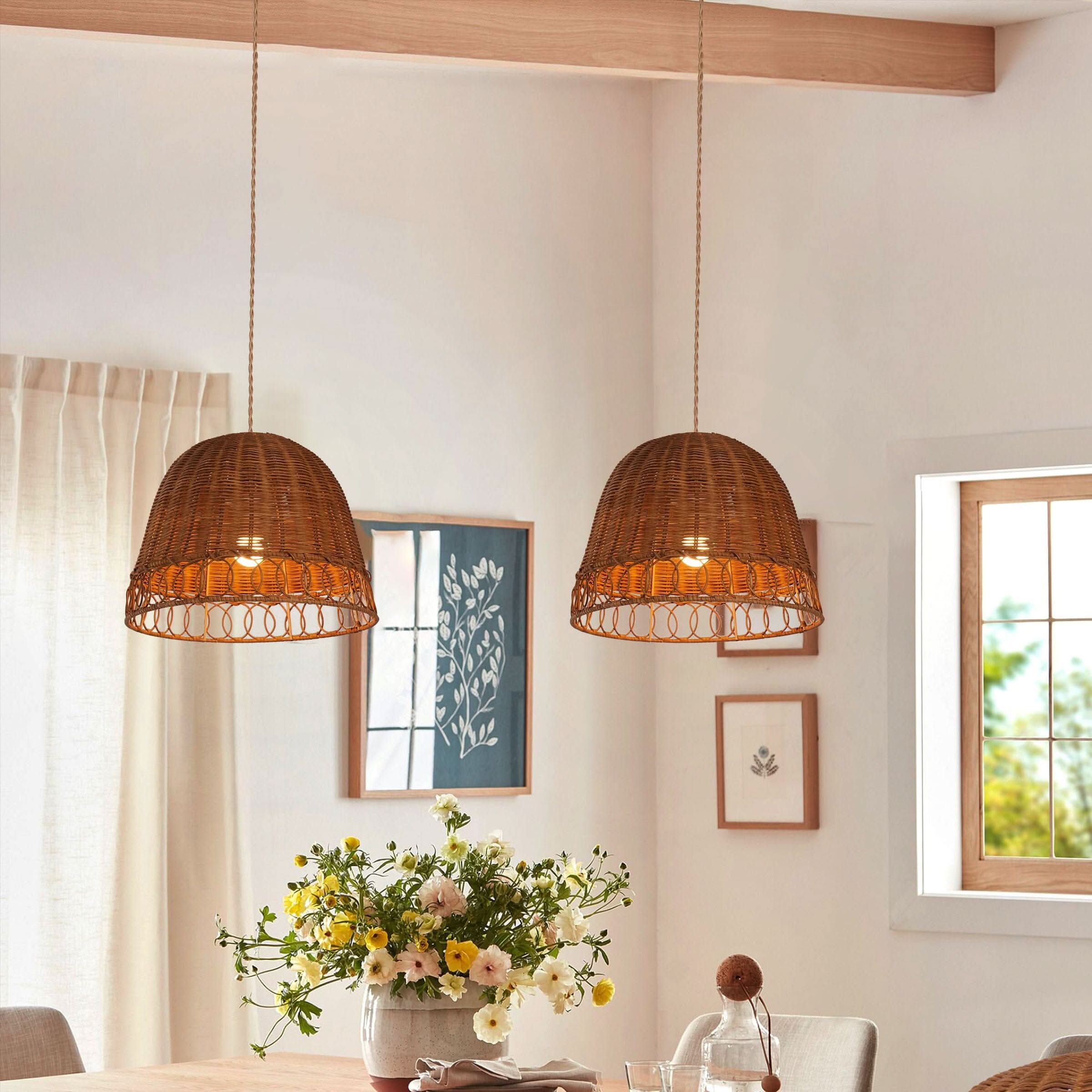 Lightsin Handwoven Rattan Pendant Light – Eco-Friendly, Warm Lighting for Cozy Living Rooms & Dining Spaces