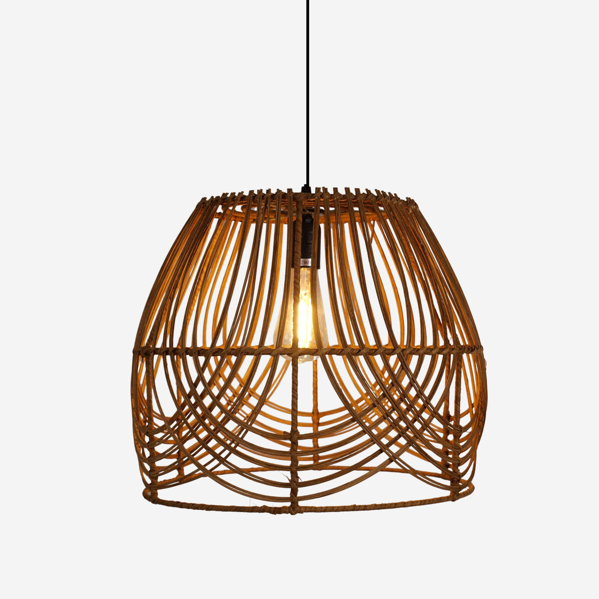 Lightsin Handwoven Rattan Pendant Light – Rustic Ceiling Lighting for Living Room & Dining Room