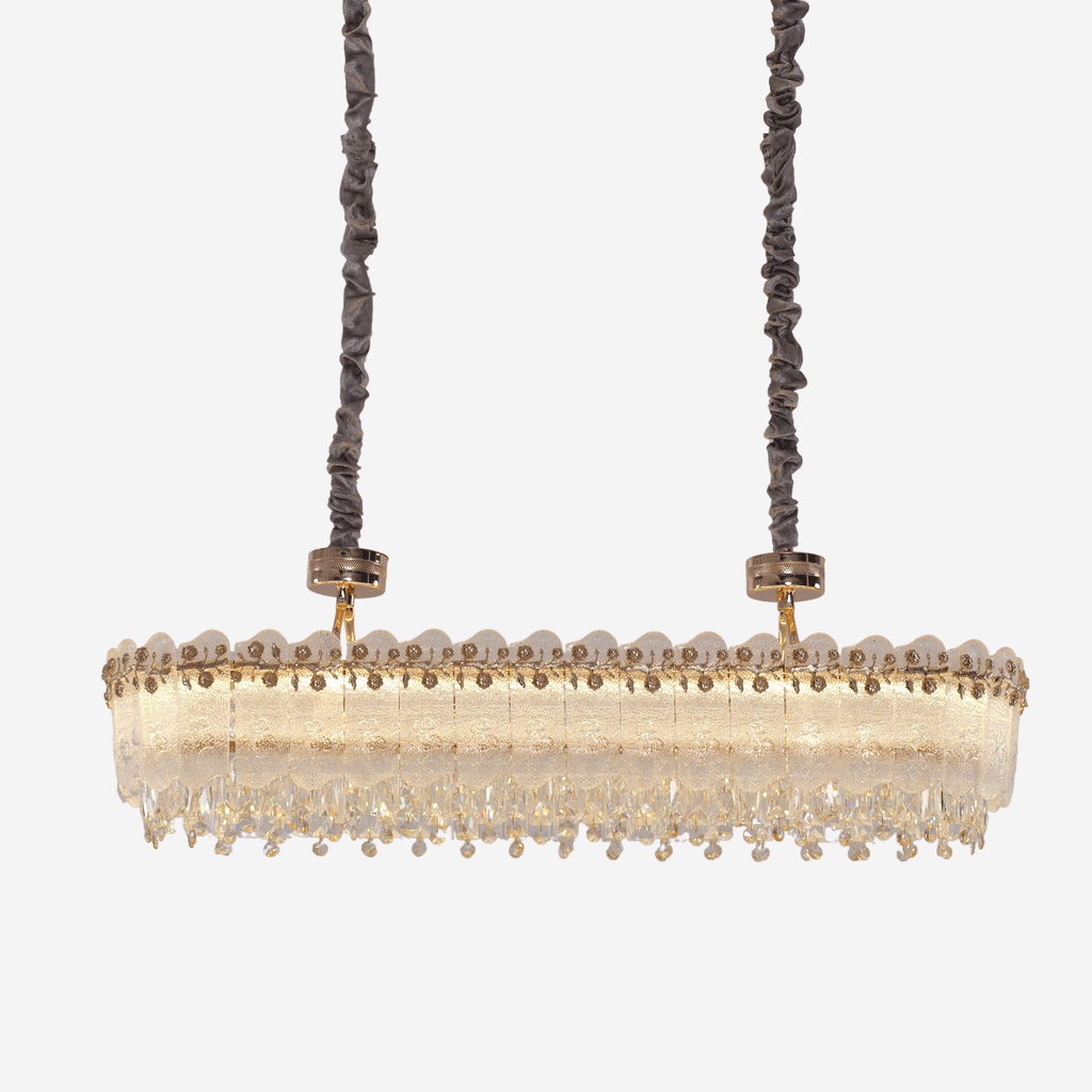 Lightsin Contemporary Crystal Pendant Light Oval and Round Dimmable Ceiling Fixture for Living Room and Hall