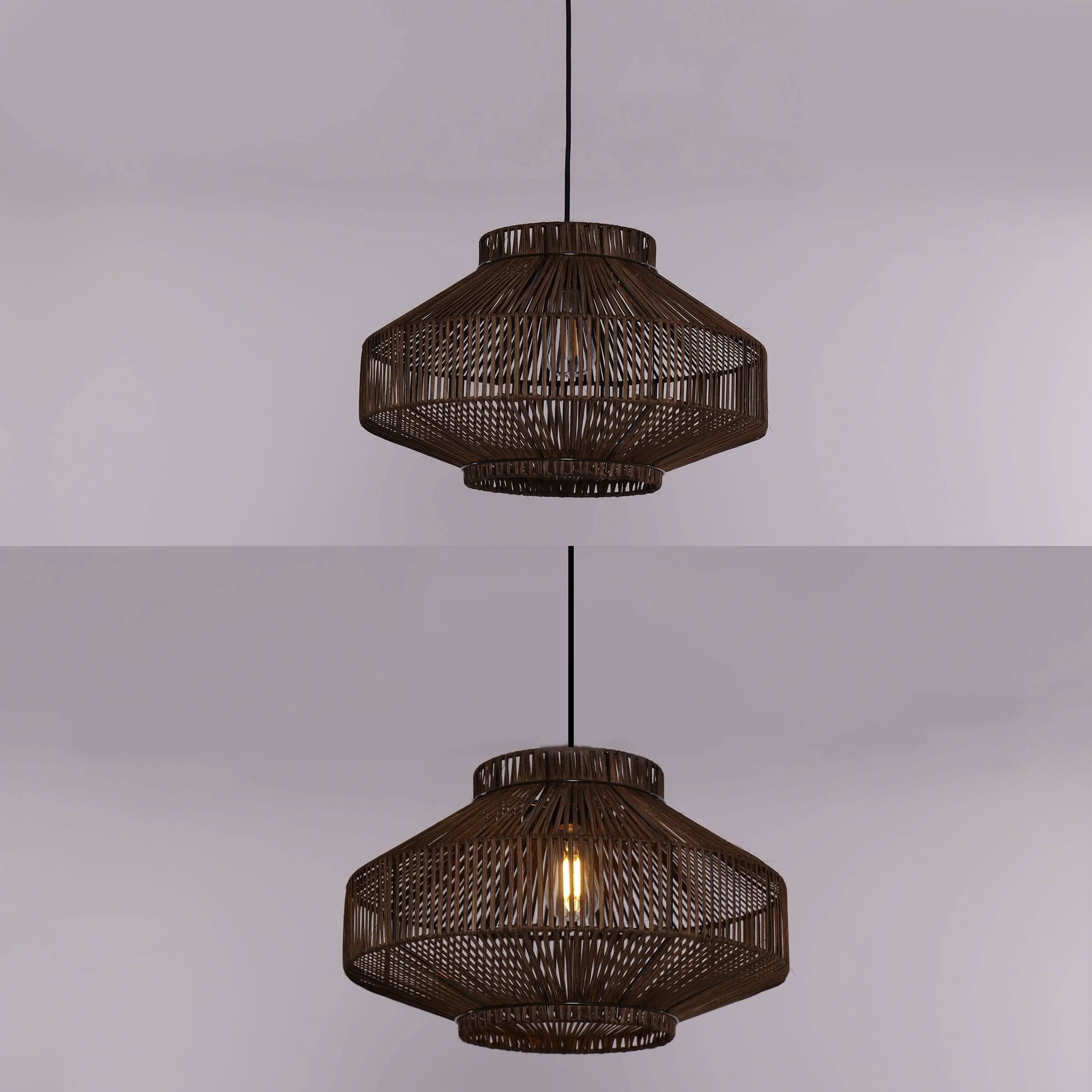 Lightsin Rattan Pendant Light for Modern Boho Interiors – Handwoven Kitchen Island Pendant Light for Living Room, Dining, and Bathroom Ceiling Lighting