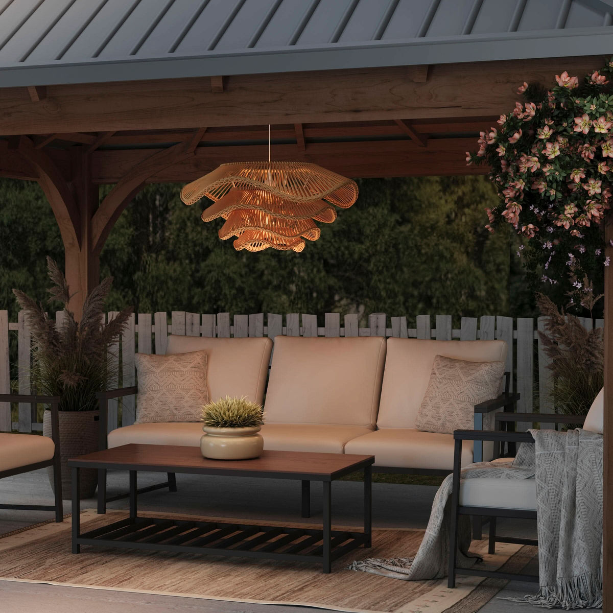 Lightsin Multi-tiered rattan pendant lamp