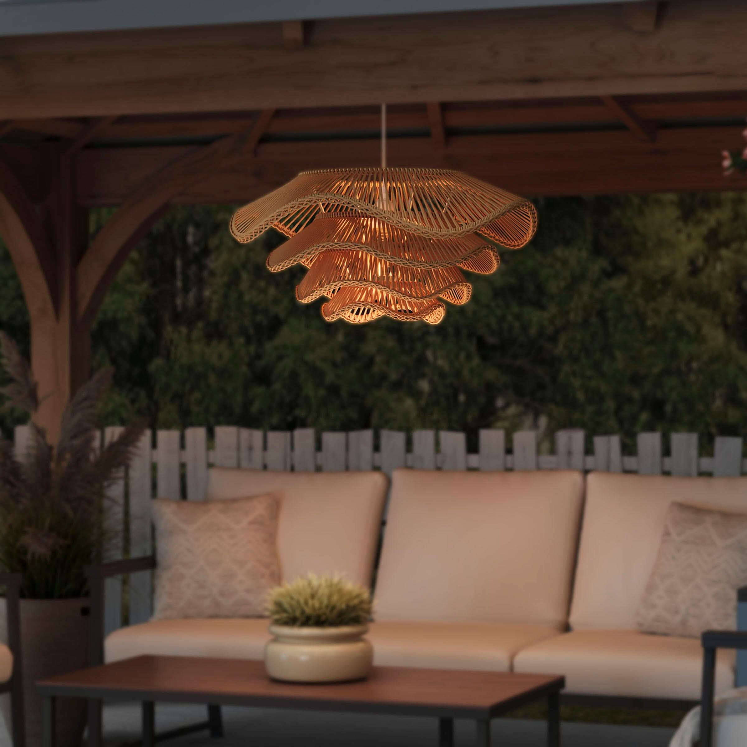 Lightsin Multi-tiered rattan pendant lamp
