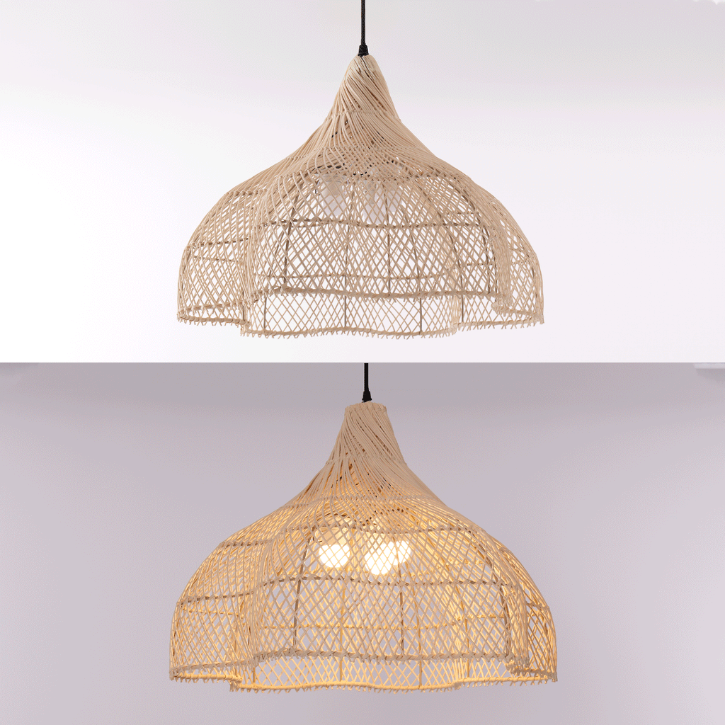 Lightsin Cella-Handcrafted Bamboo Rattan Pendant Light with Tranquil Umbrella Design