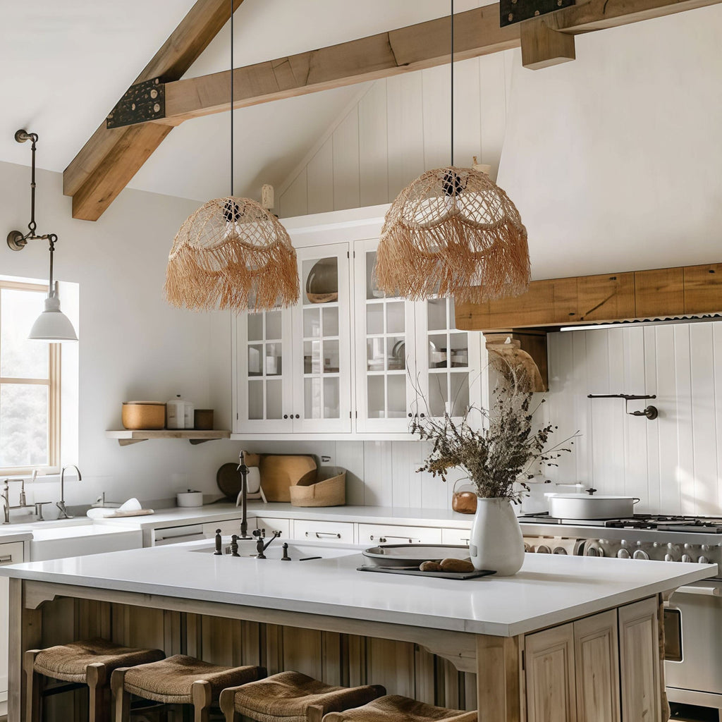 Lightsin Bohemian Woven Rattan Dome Pendant Light for Cozy Interiors