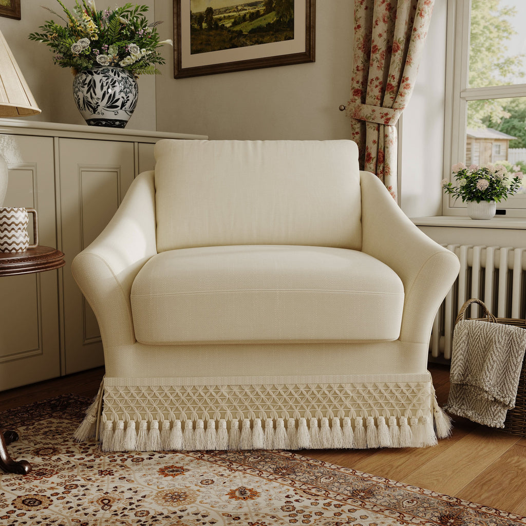 Cottonfy Slipcover Linen Armchair with Fringe