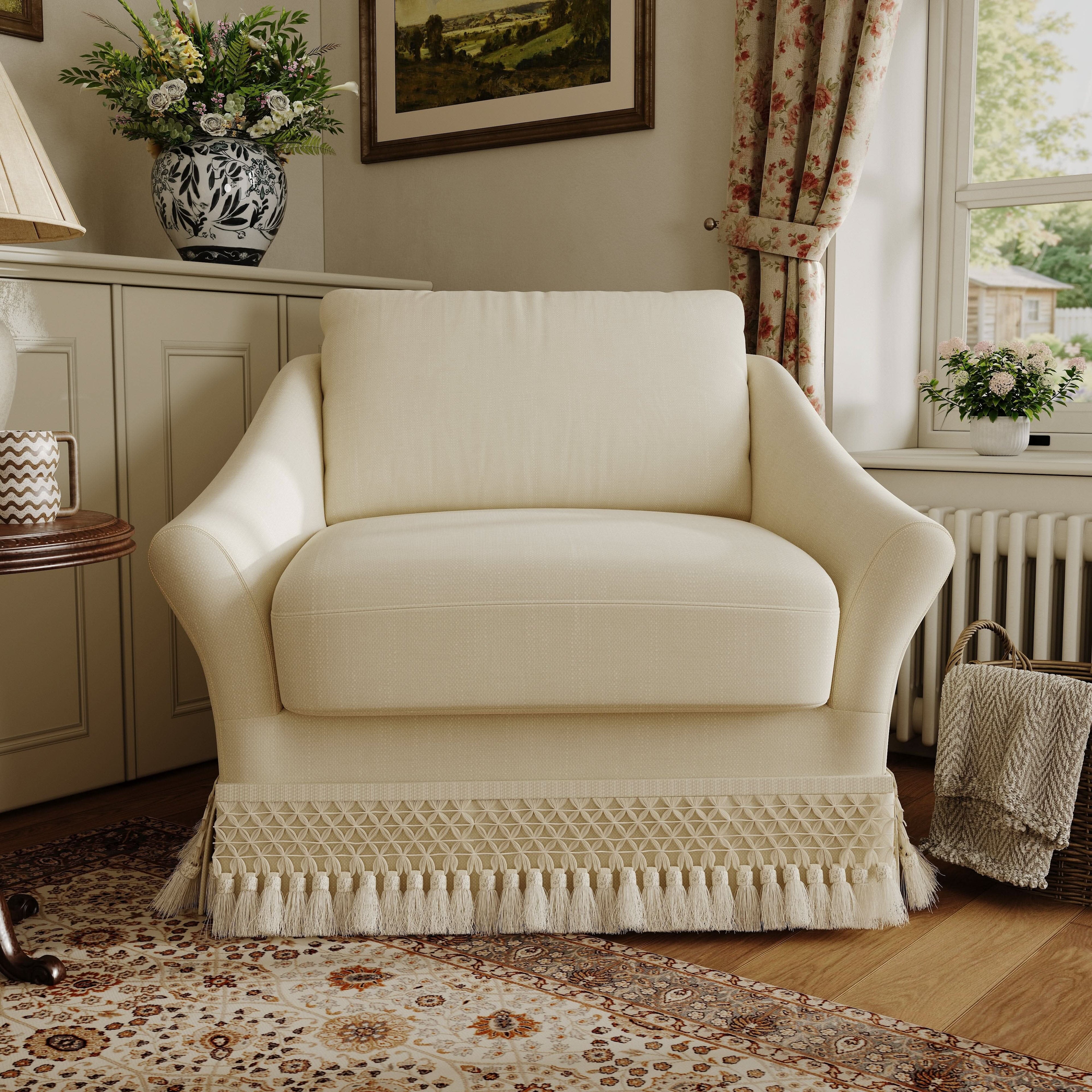 Cottonfy Slipcover Linen Armchair with Fringe