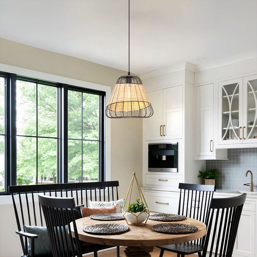 Glyph-Lightsin Bell-Shaped Rattan Pendant Light for Timeless Rustic Elegance