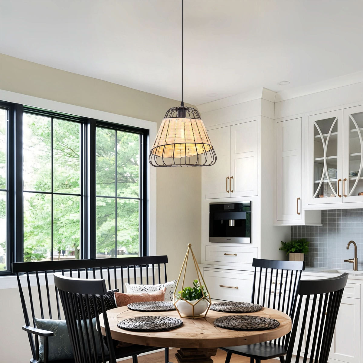 Glyph-Lightsin Bell-Shaped Rattan Pendant Light for Timeless Rustic Elegance