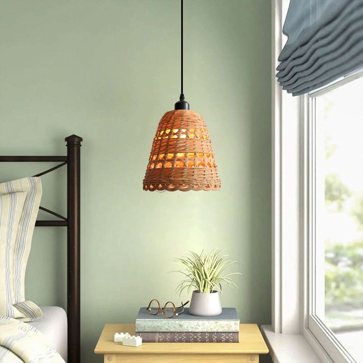 Lightsin Modern Bamboo Handwoven Warm Glow Pendant Light