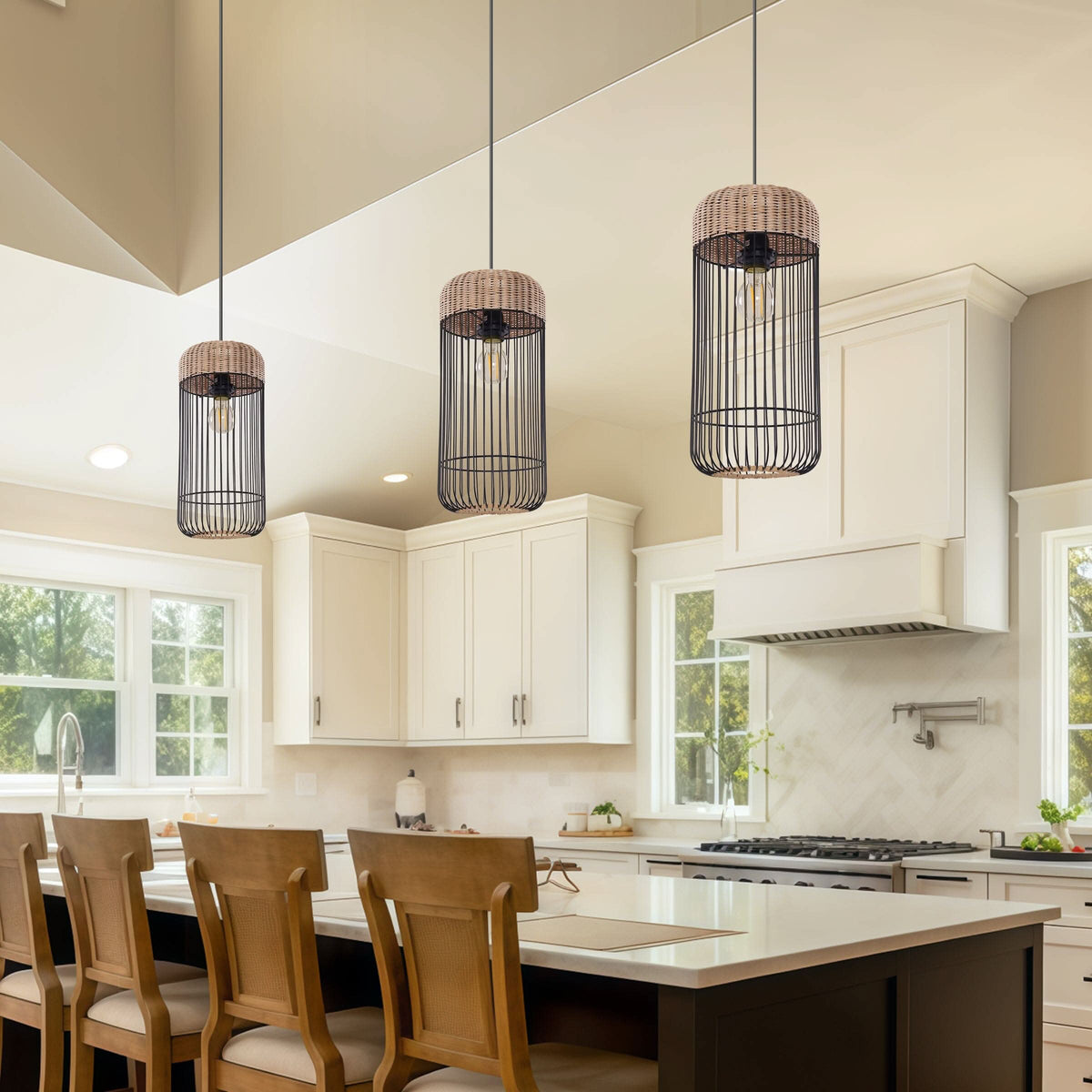 Glyph-Lightsin Woven Rattan Cylinder Pendant Light for Warm and Inviting Spaces