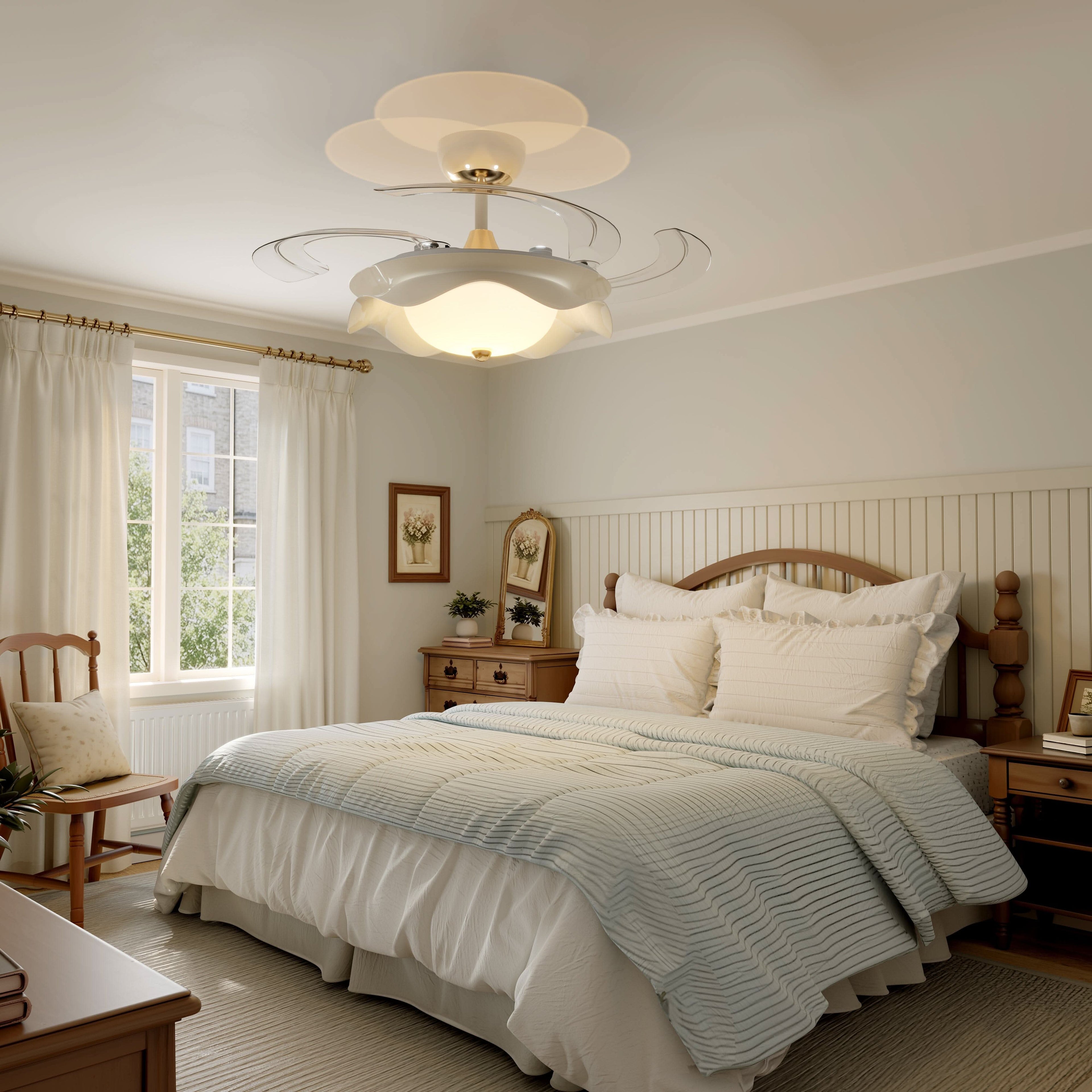 Lightsin 42 Inch Ceiling Fan with Dimmable LED and Reverse Airflow