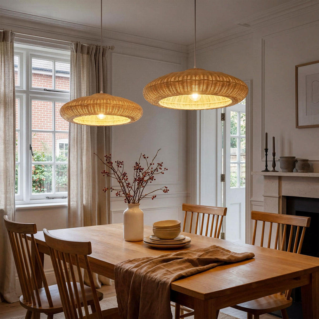 Lightsin Japanese Shell-Inspired Rattan Pendant Light Natural Serenity