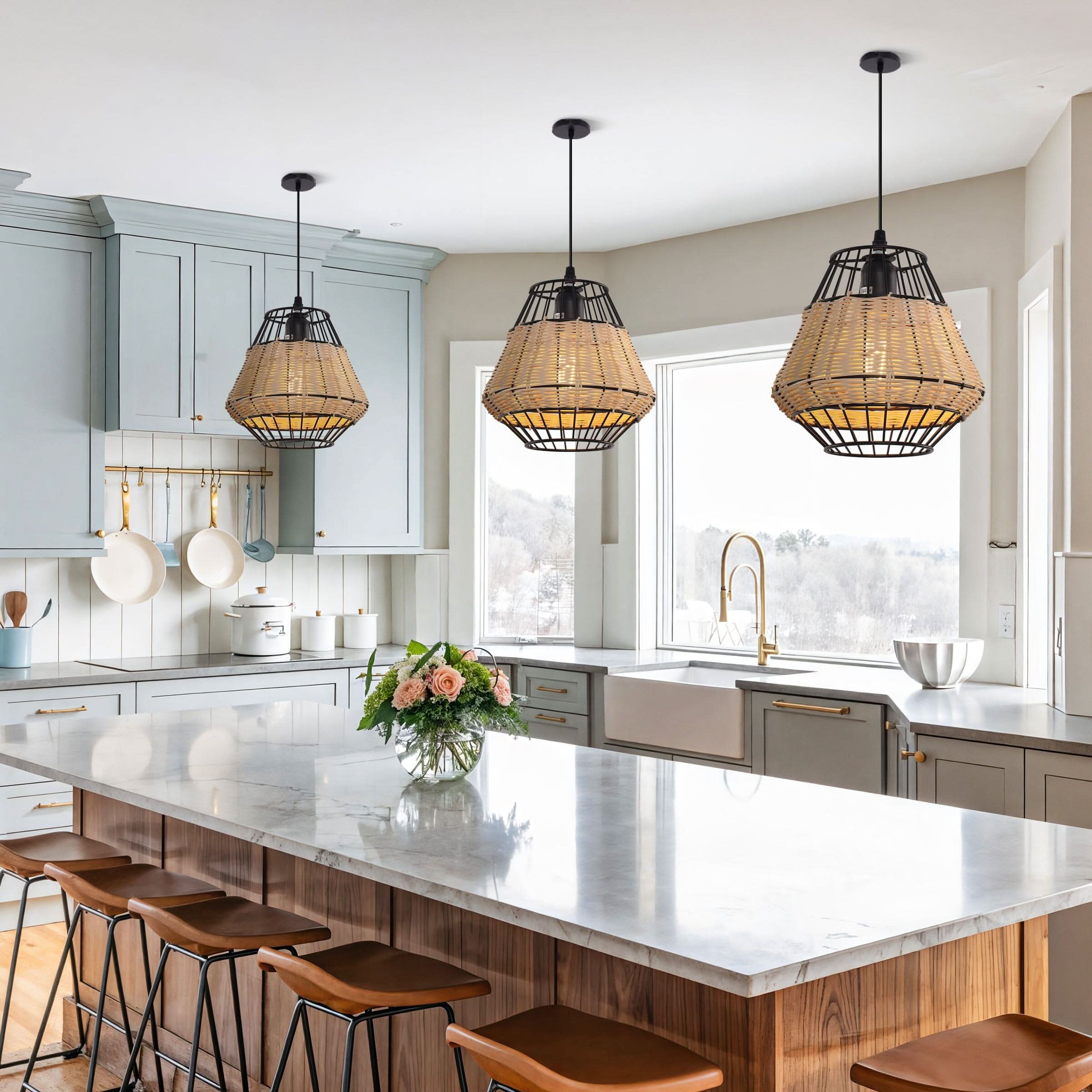 Glyph-Lightsin Hexagonal Woven Pendant Light for Natural Warmth and Modern Style