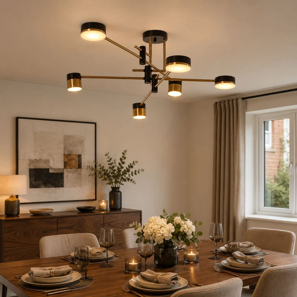 Lightsin Modern Black & Gold Metal Ceiling Light with LED Bulbs