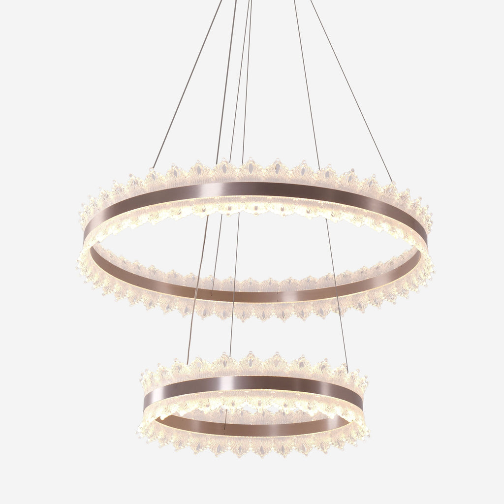Lightsin Modern Simple Dimmable Metal Ring-Shaped Pendant Light with Acrylic Ceiling Light Cover and Acrylic Lighting Panels