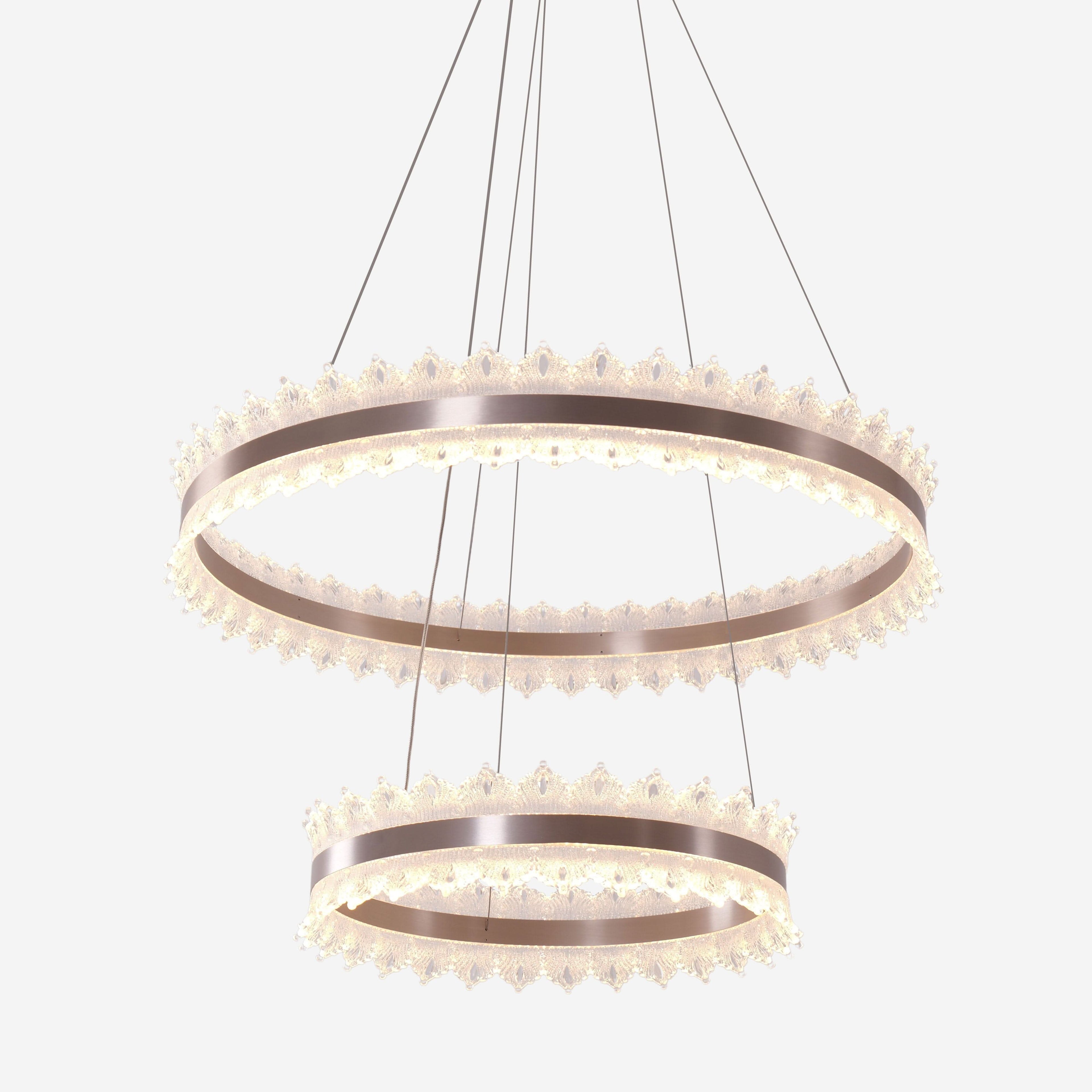 Lightsin Modern Simple Dimmable Metal Ring-Shaped Pendant Light with Acrylic Ceiling Light Cover and Acrylic Lighting Panels