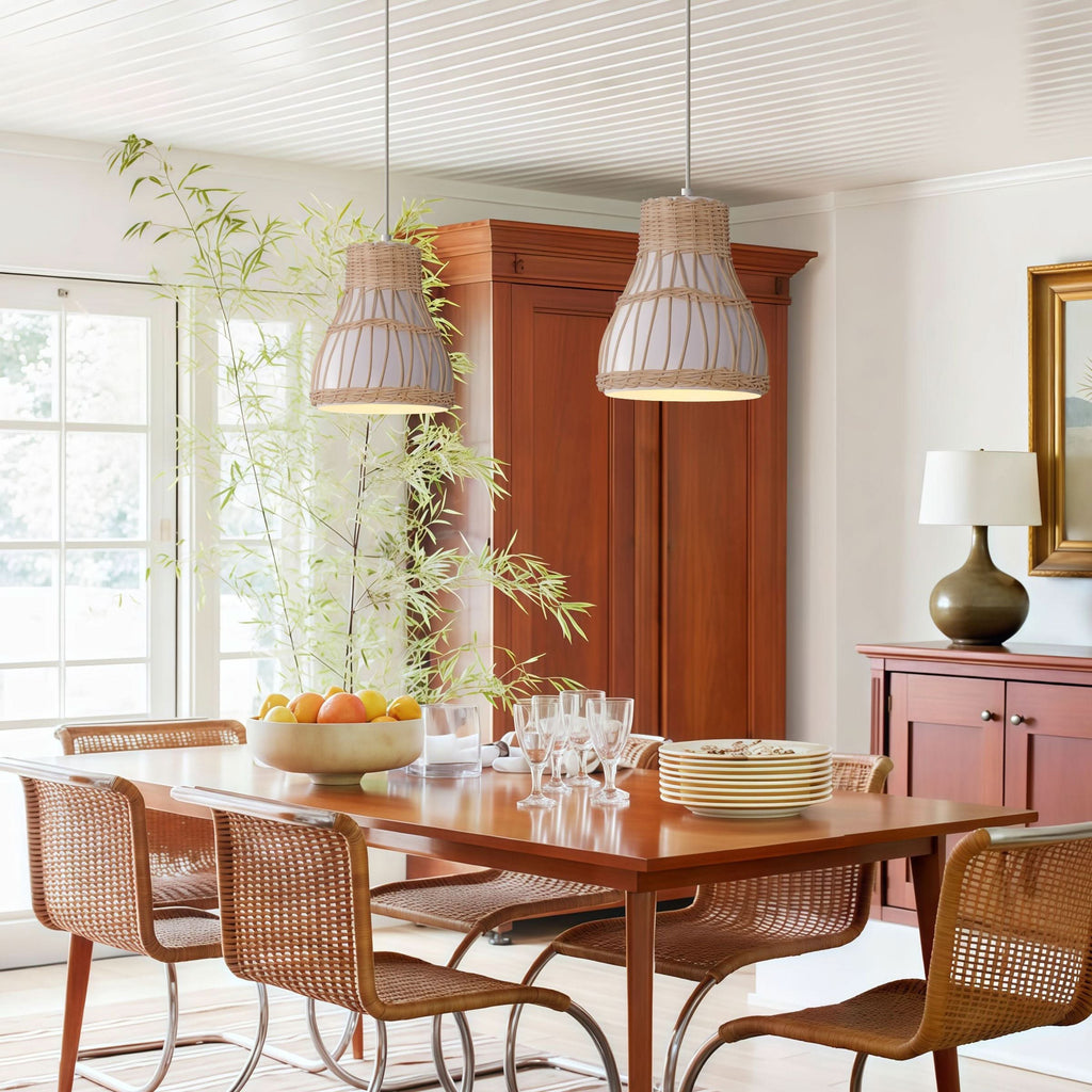 Lightsin Modern Rattan Pendant Light Available in Grey, Pink, and White