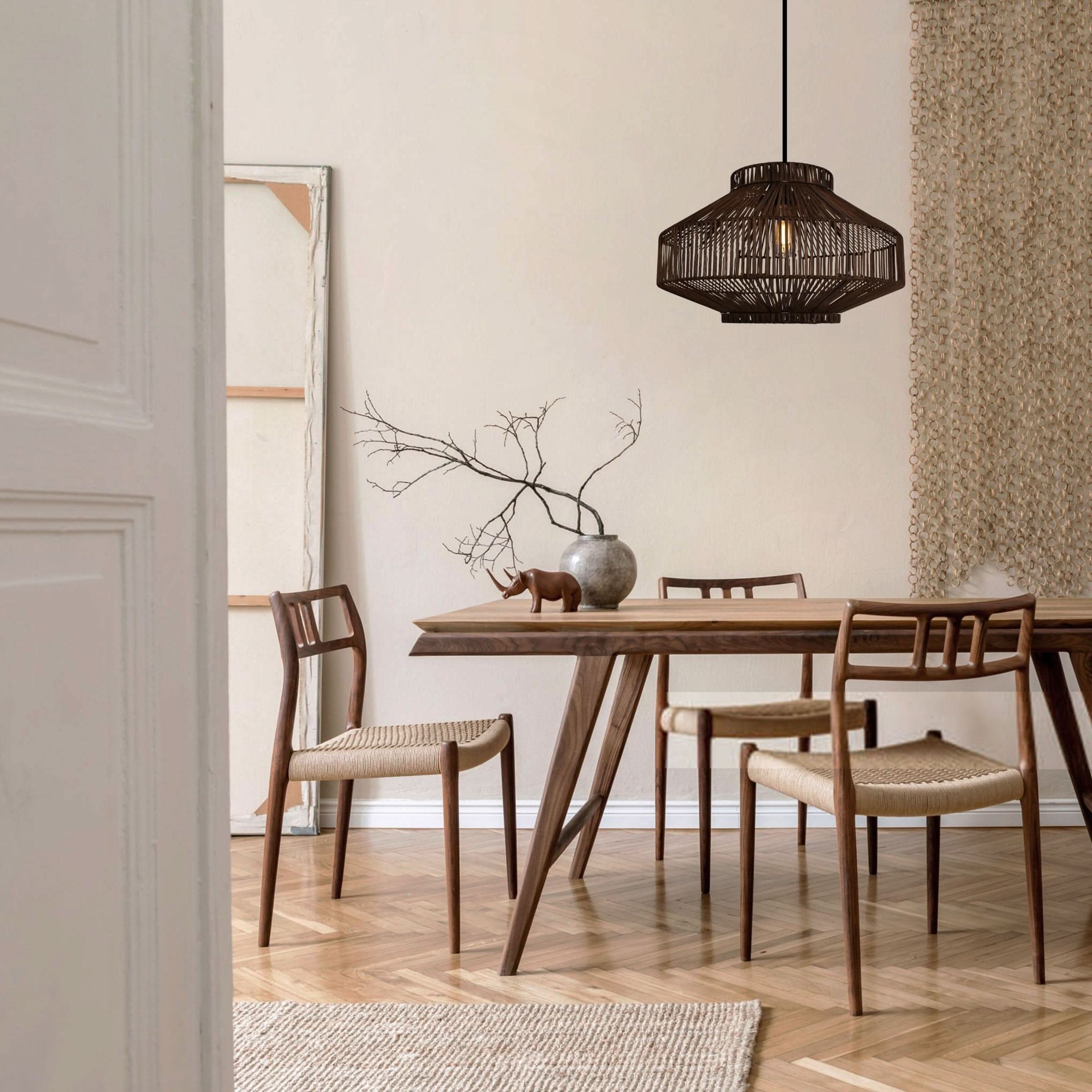 Lightsin Rattan Pendant Light for Modern Boho Interiors – Handwoven Kitchen Island Pendant Light for Living Room, Dining, and Bathroom Ceiling Lighting