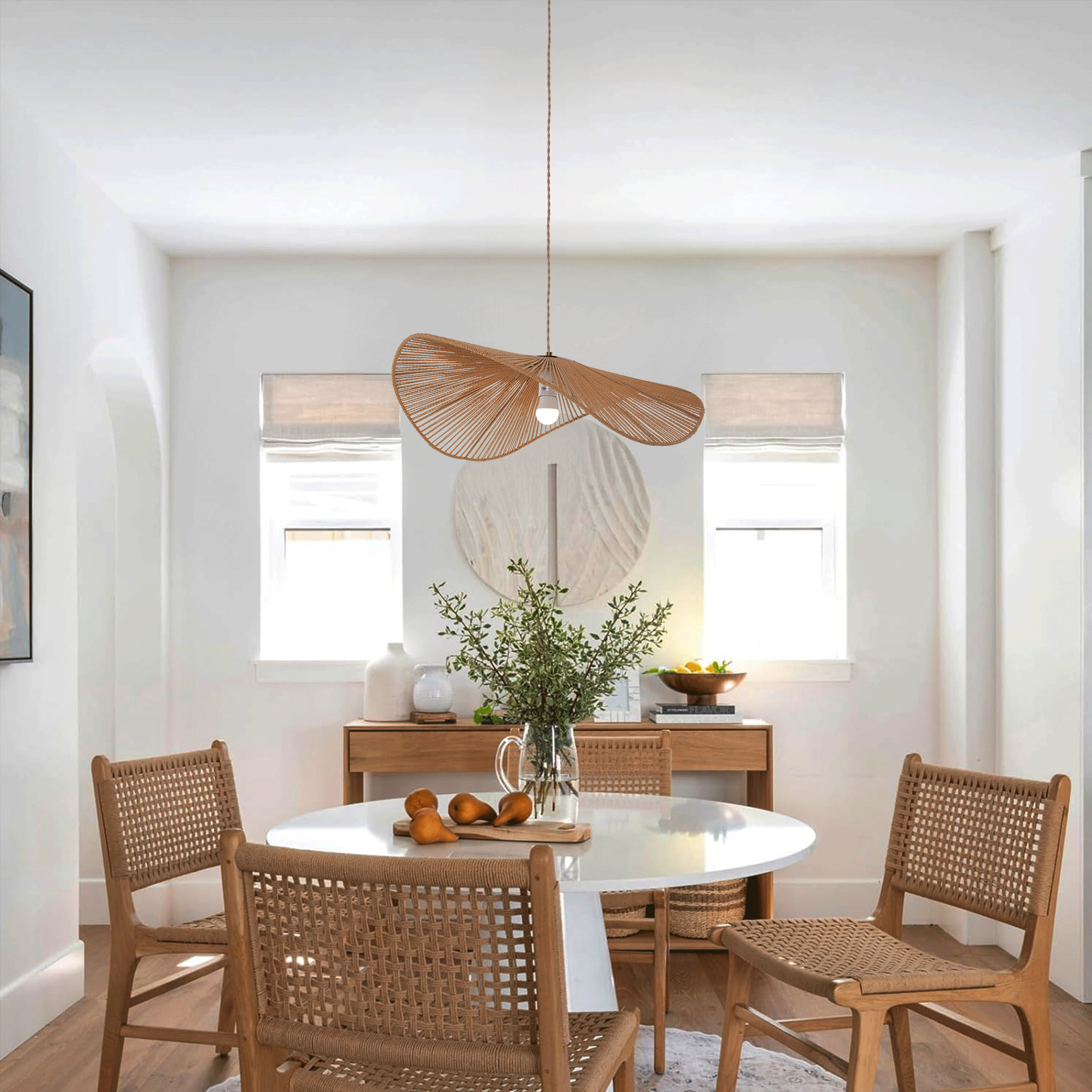 Lightsin Vintage Simple Creative Handwoven Hemp Rope Pendant Light Fixture