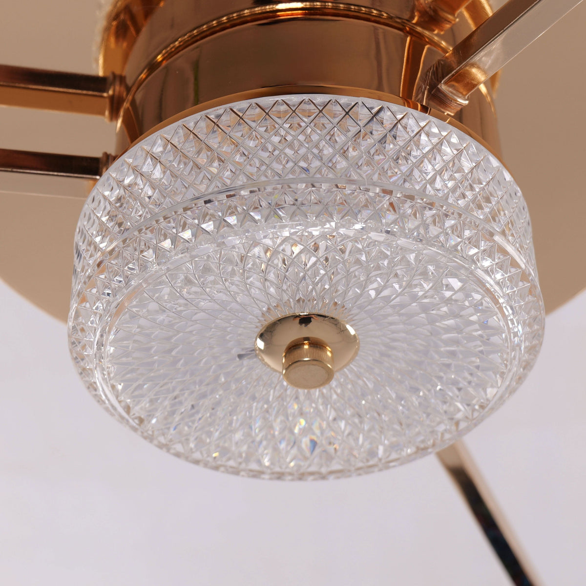 Lightsin 60cm Gold Crystal Ceiling Fan with LED Light, Remote Control & 6 Speeds