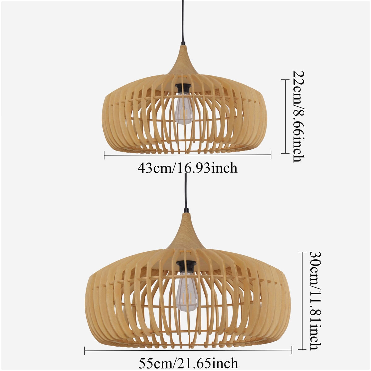 Lightsin Shadome-Handcrafted Wood Pendant Light for Kitchen Island and Modern Interiors