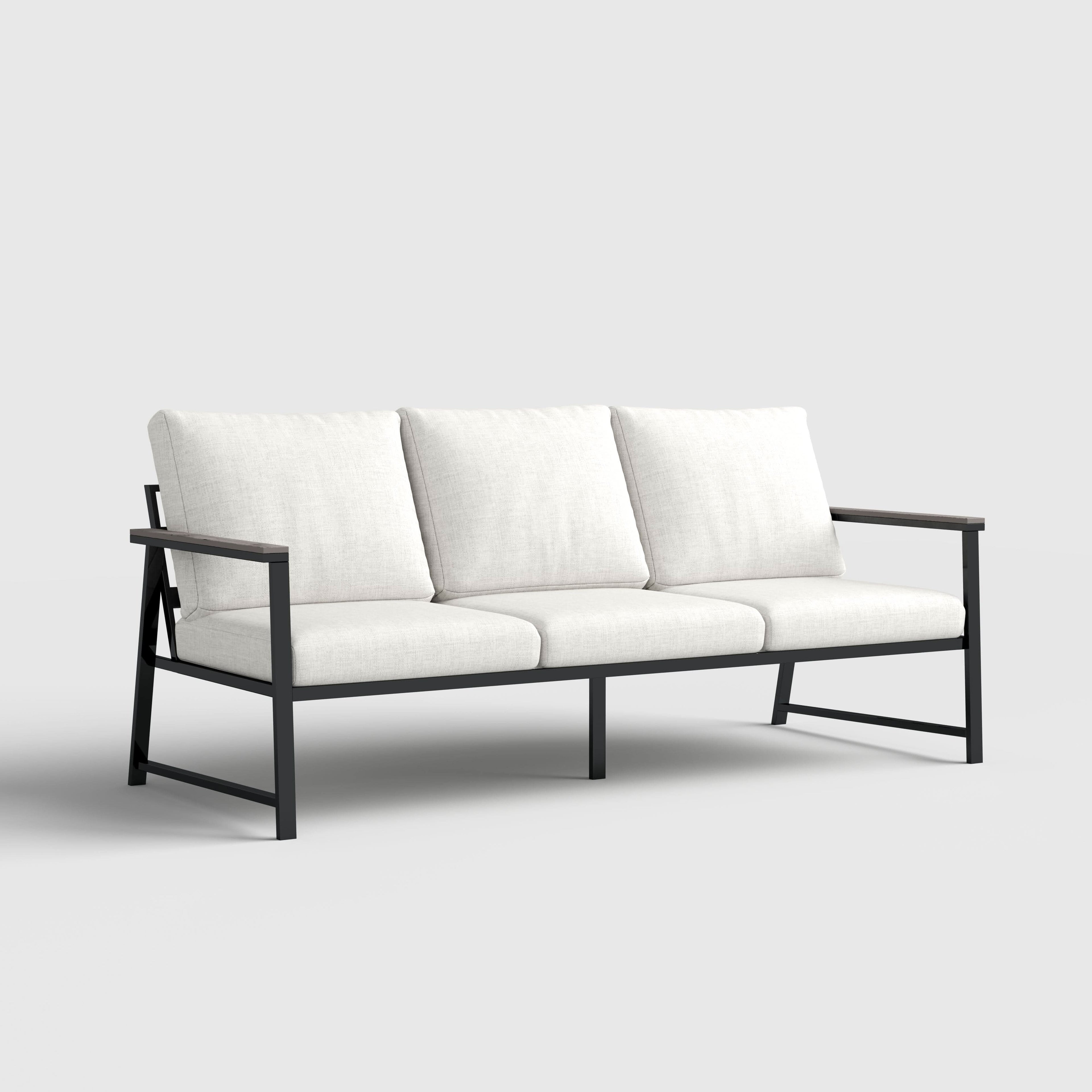 4 Piece Aluminium Outdoor Sofa Set with Glass Table Garden Furniture