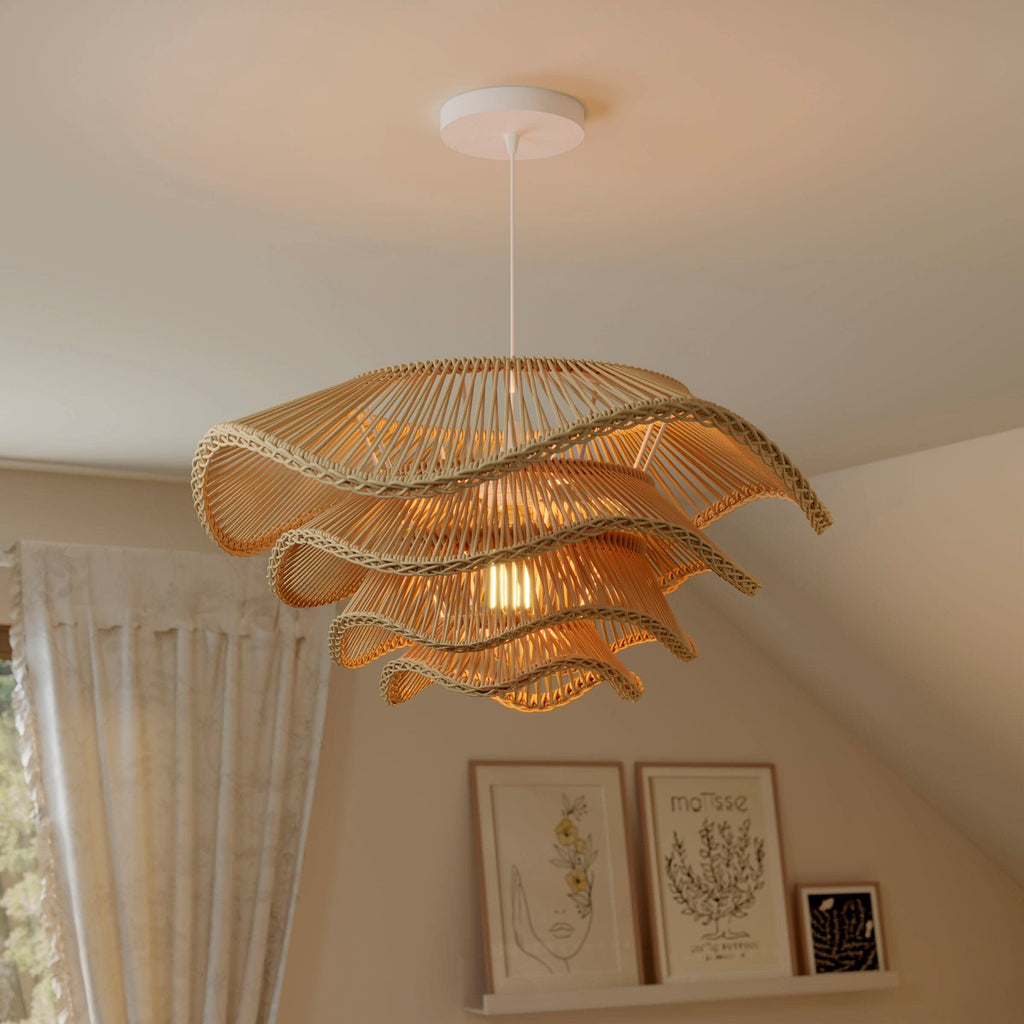 Lightsin Multi-tiered rattan pendant lamp
