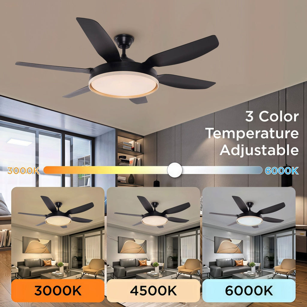 Lightsin Modern Black 57inch LED Ceiling Fan with Remote Control