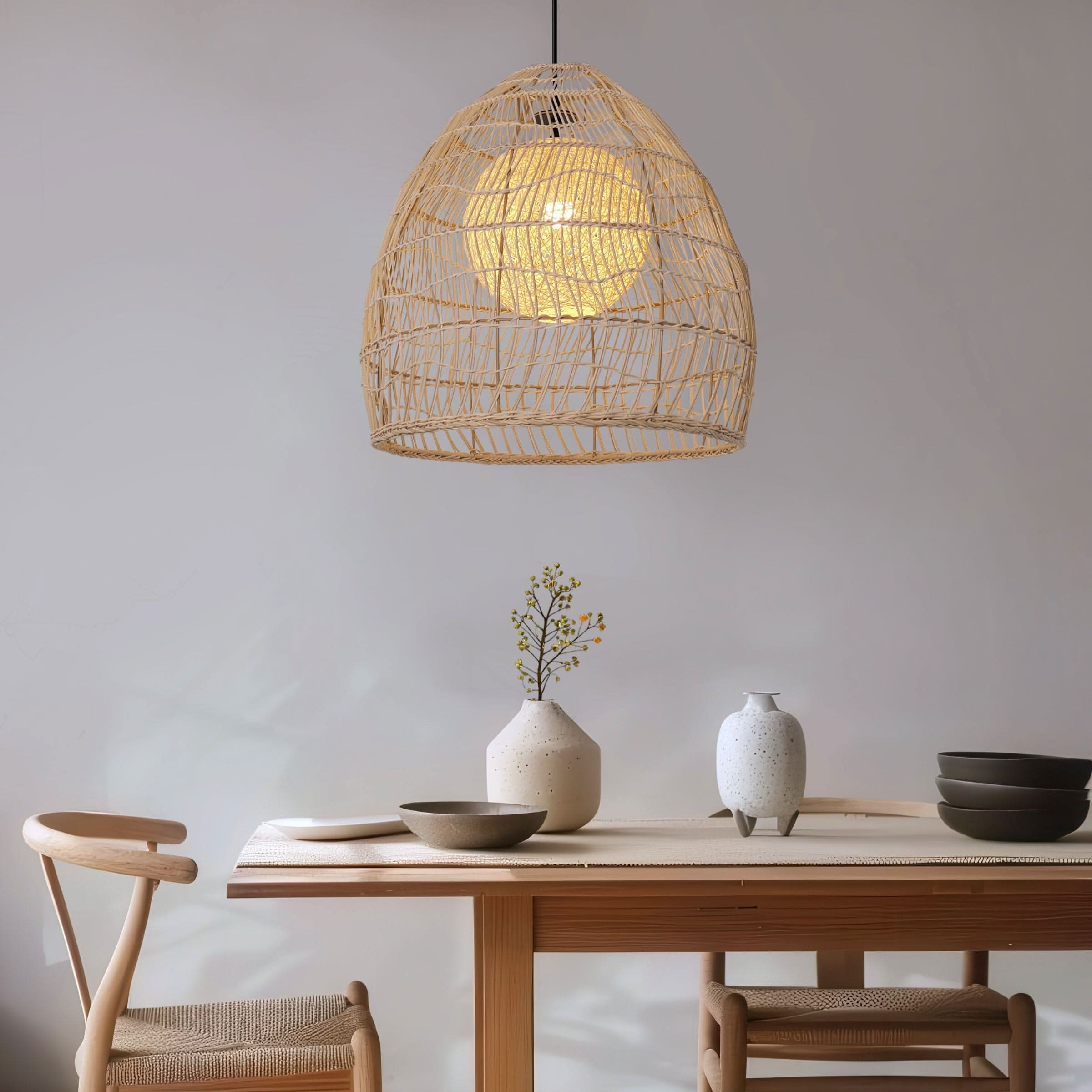 Lightsin Rattan Art Pendant Light Hanging Decor Rustic Style(Version A)