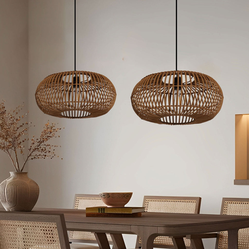 Lightsin Natural Bamboo Woven Round Pendant Light for Warm Interiors