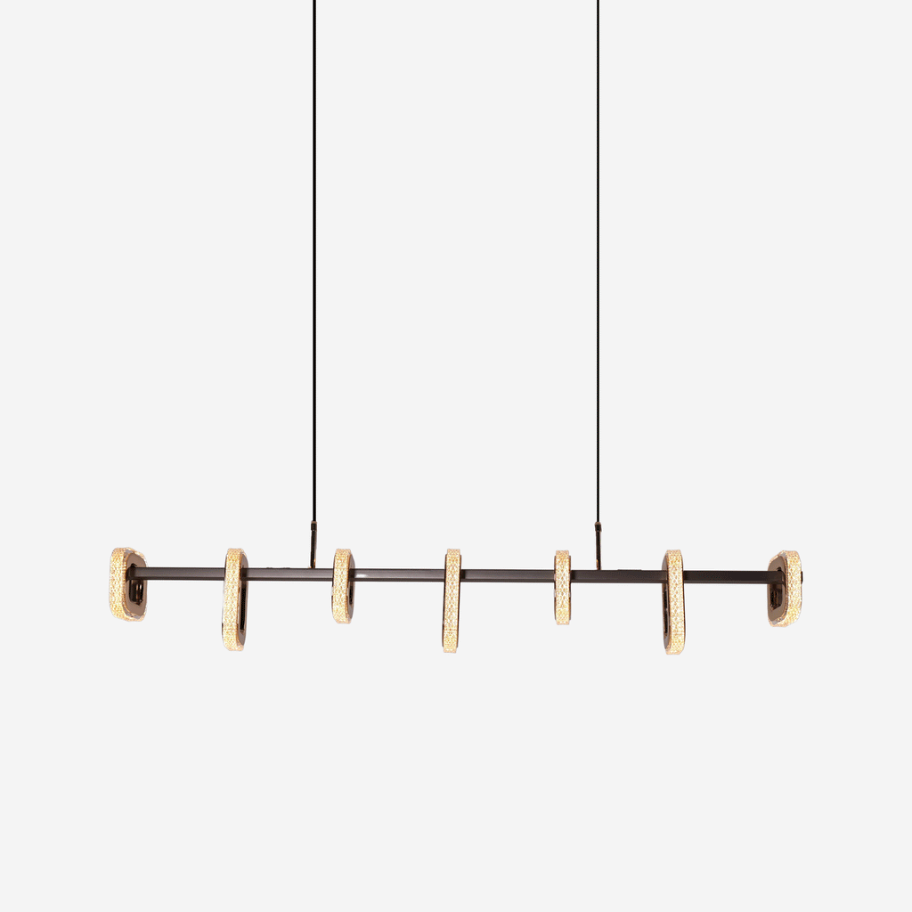 Lightsin Gold Linear LED Pendant Light with Acrylic Shades Metal Ceiling Lighting