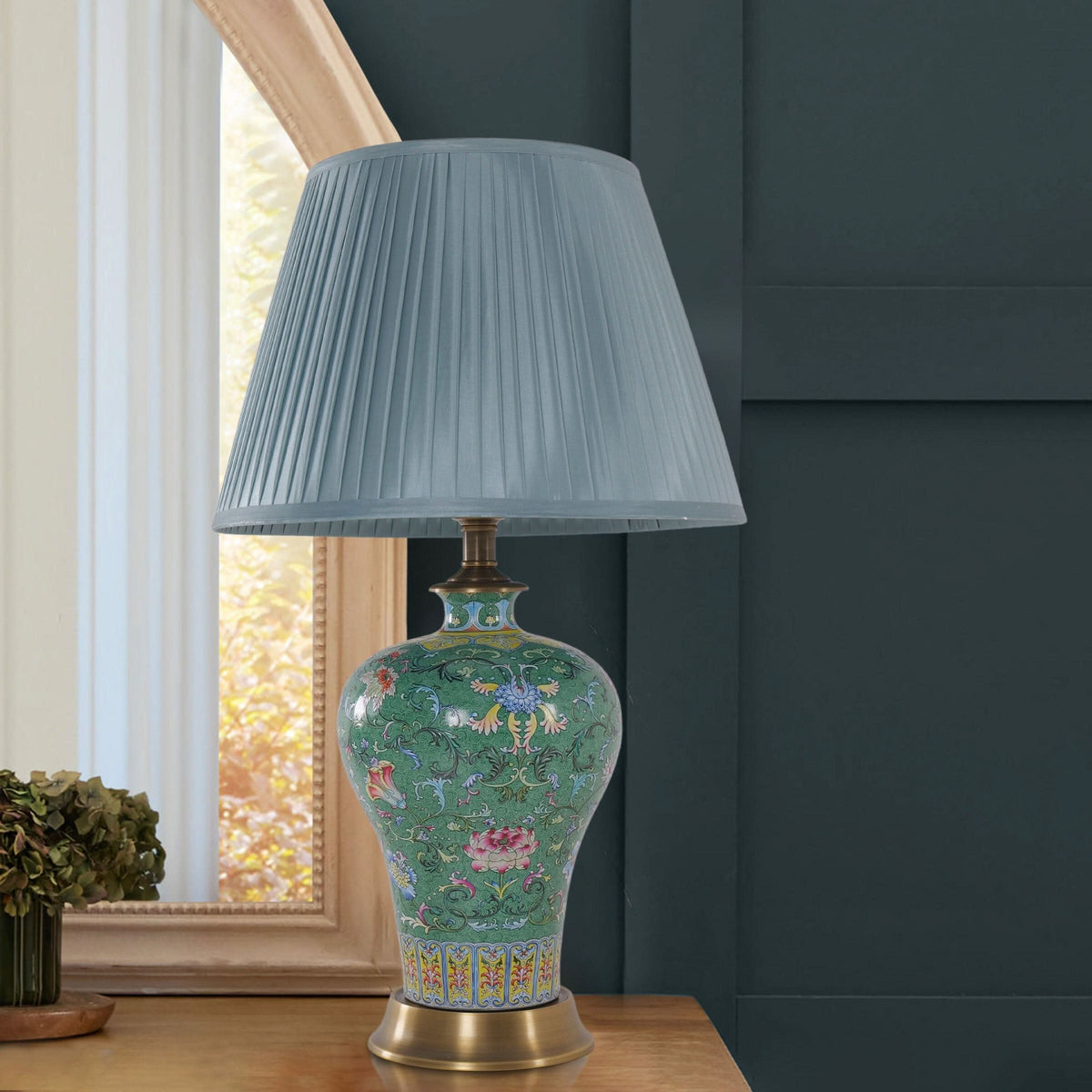 Lightsin Vibrant Ceramic Table Lamps for Living Room – Handcrafted Design with Warm Fabric Shade