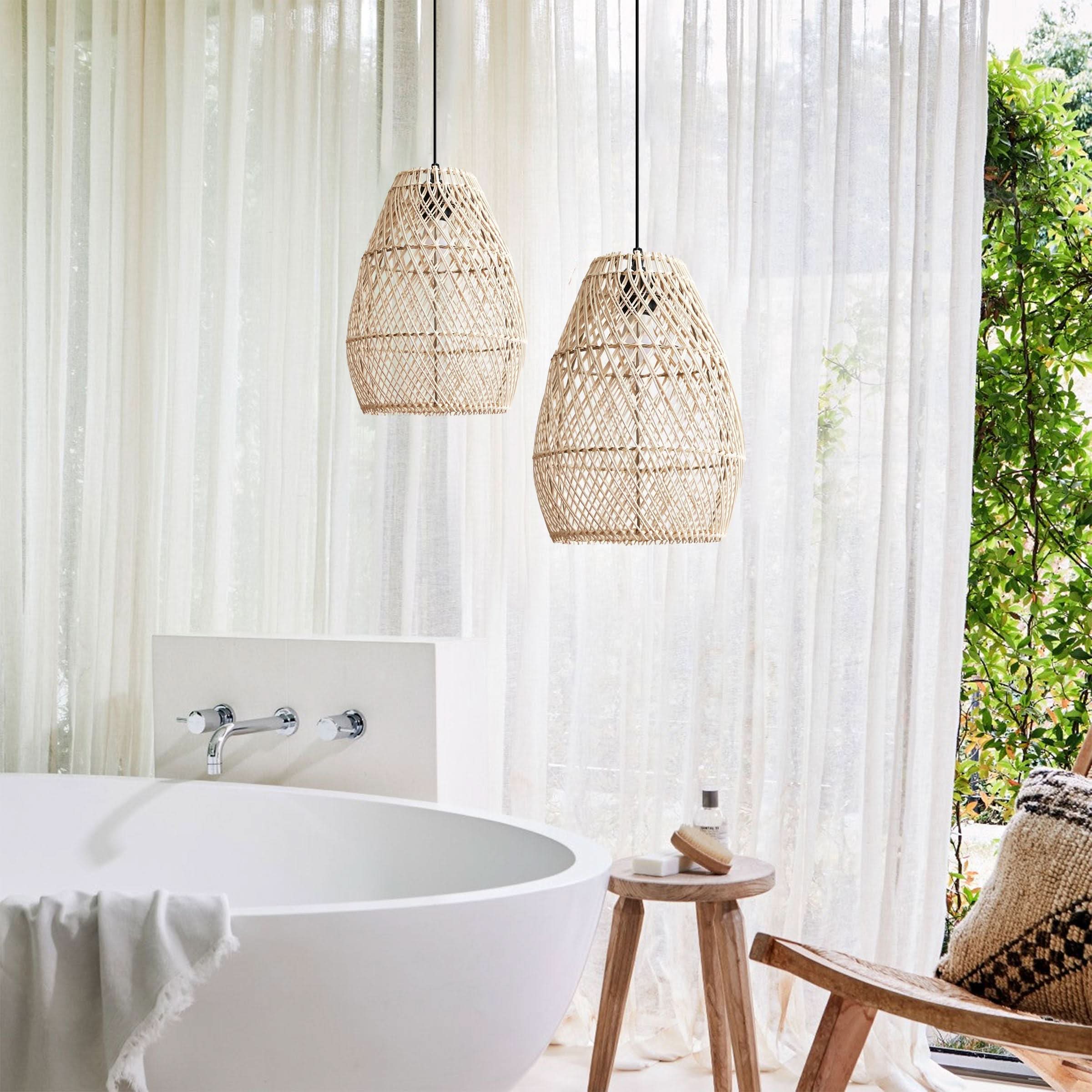 Lightsin Eco-Friendly Rustic Rattan Pendant Light For Home Decor