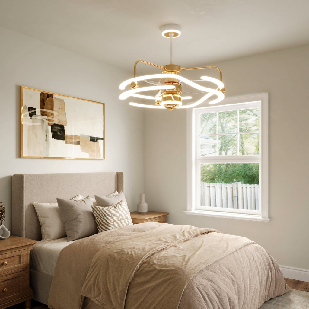 Lightsin Modern Ceiling Fan Light with Remote Control Low-Noise Adjustable Fan Light