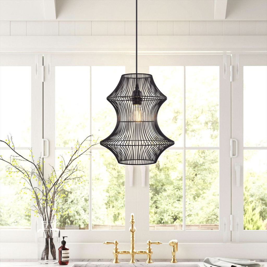 Glyph-Lightsin Industrial Black Iron Pendant Light with Hourglass Shape