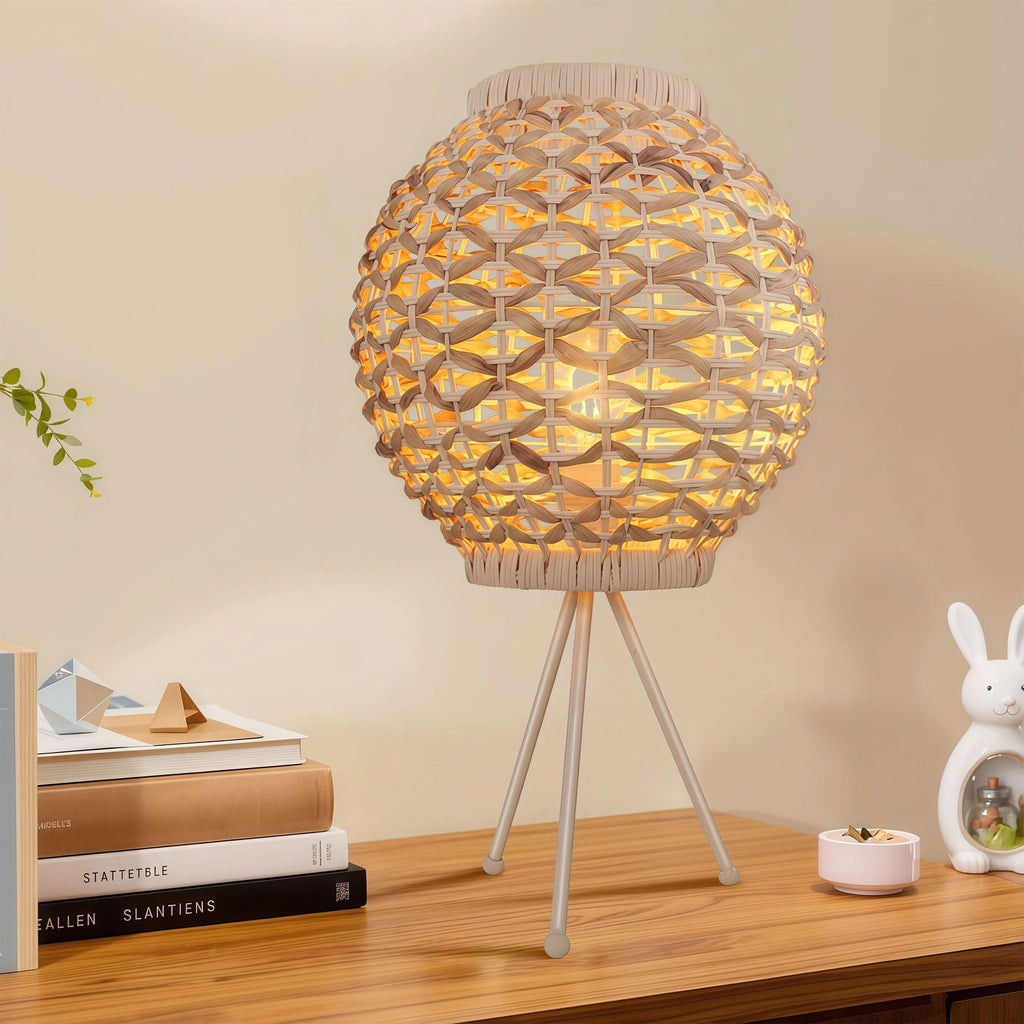 Lightsin Water Hyacinth Rattan Ball-Shaped Woven Table Lamp – Natural Handwoven Lighting for Cozy Spaces