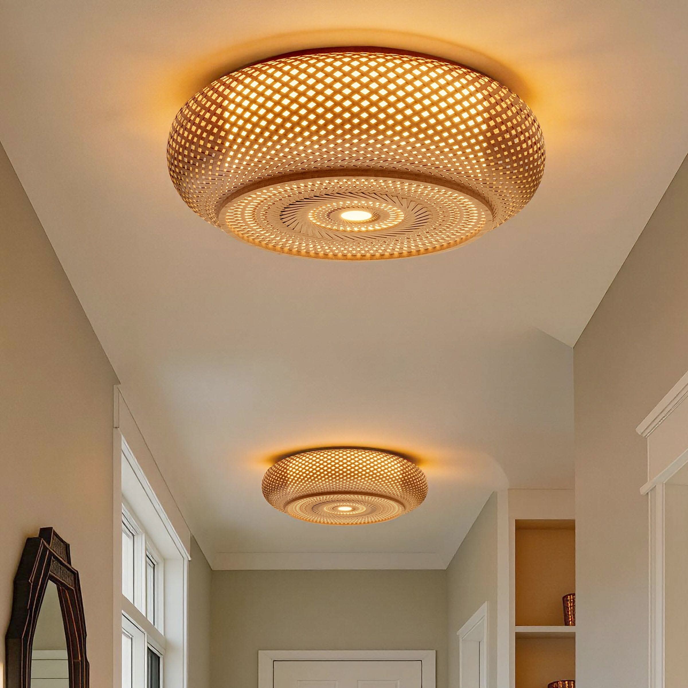 Lightsin Lutta-Handwoven Bamboo Ceiling Light – Zen-Style LED Fixture for Living Room, Bedroom & Dining Room