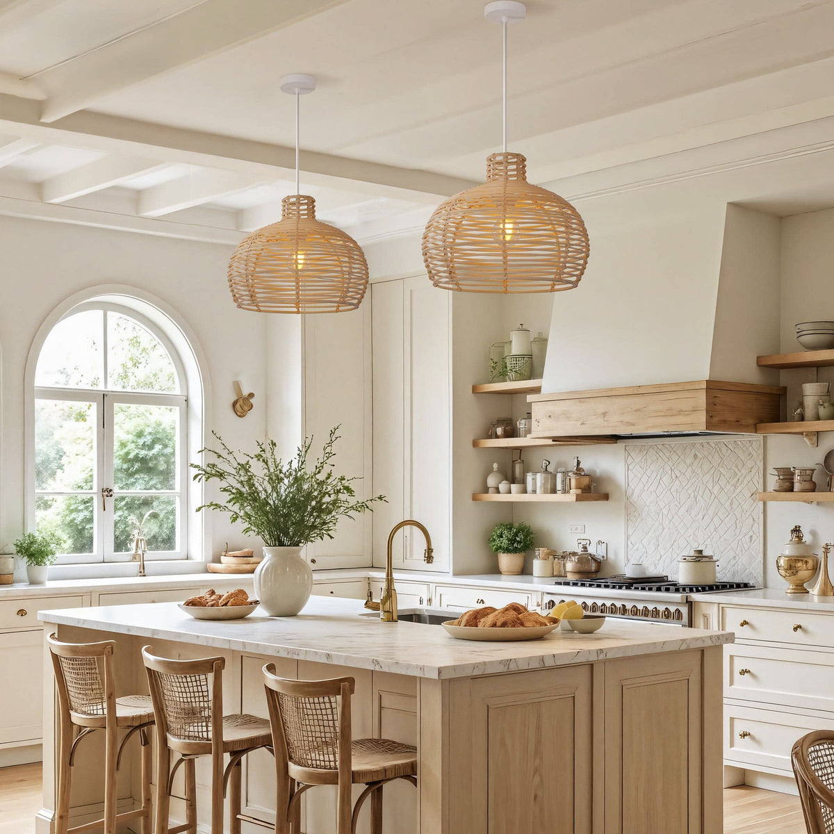Lightsin Cella-Lightweight Open Weave Rattan Ceiling Light