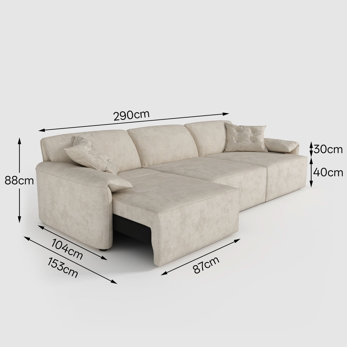 Cottonfy Convenient Remote Control Modular Chaise Sofa Bed