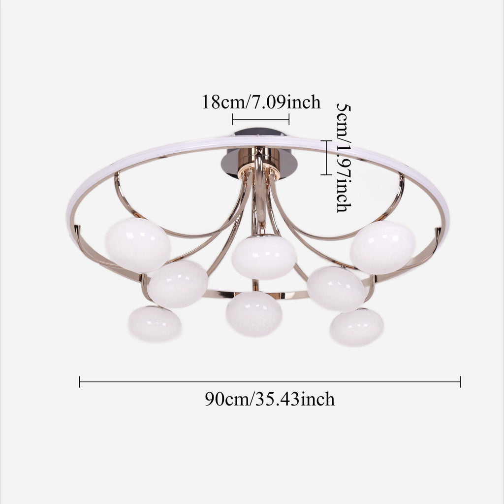 Lightsin Contemporary Iron Aluminum LED Ceiling Light with Marble Glass