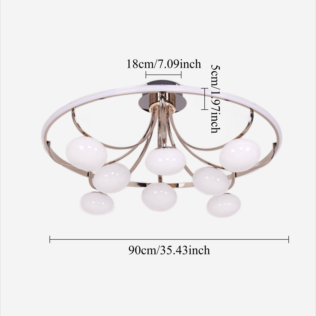 Lightsin Contemporary Iron Aluminum LED Ceiling Light with Marble Glass