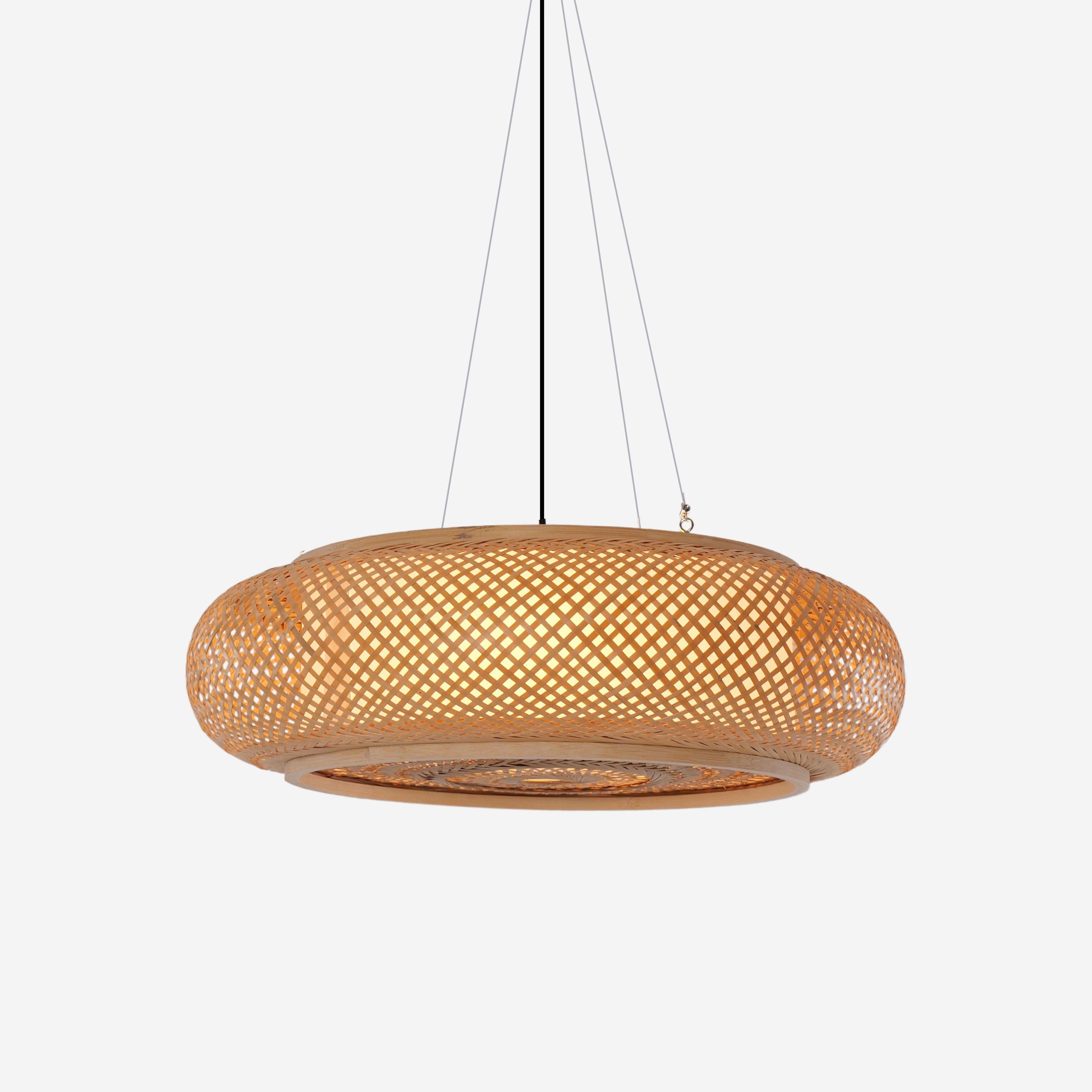 Lightsin Natural Pendant Light – Handwoven Bamboo Ceiling Pendant Light for Kitchen, Dining, and Bedroom Ambiance
