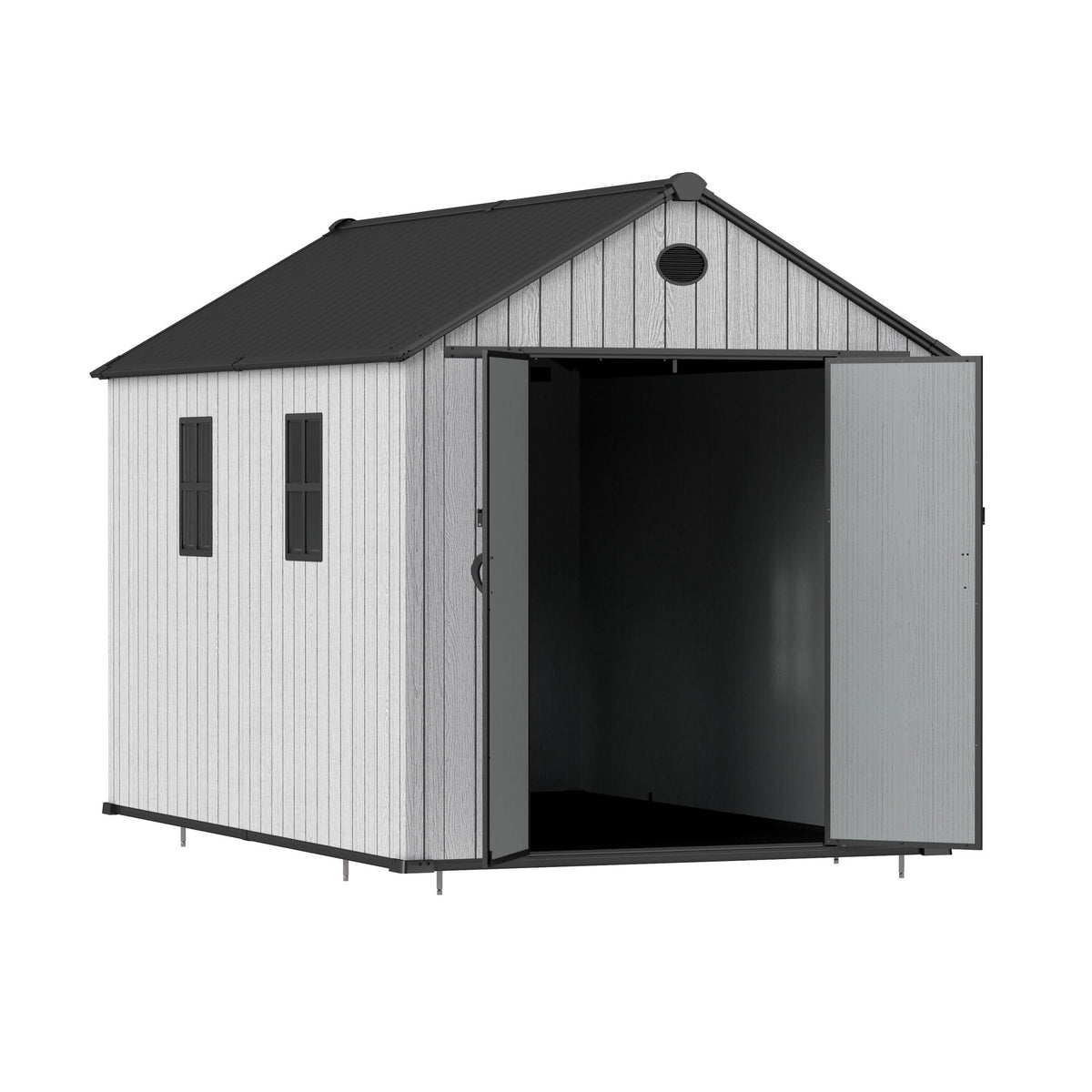 6'x8'ft/8'x8'ft/8'x12'ft/8'x16'ft Gray Wood Grain Plastic Tool Shed