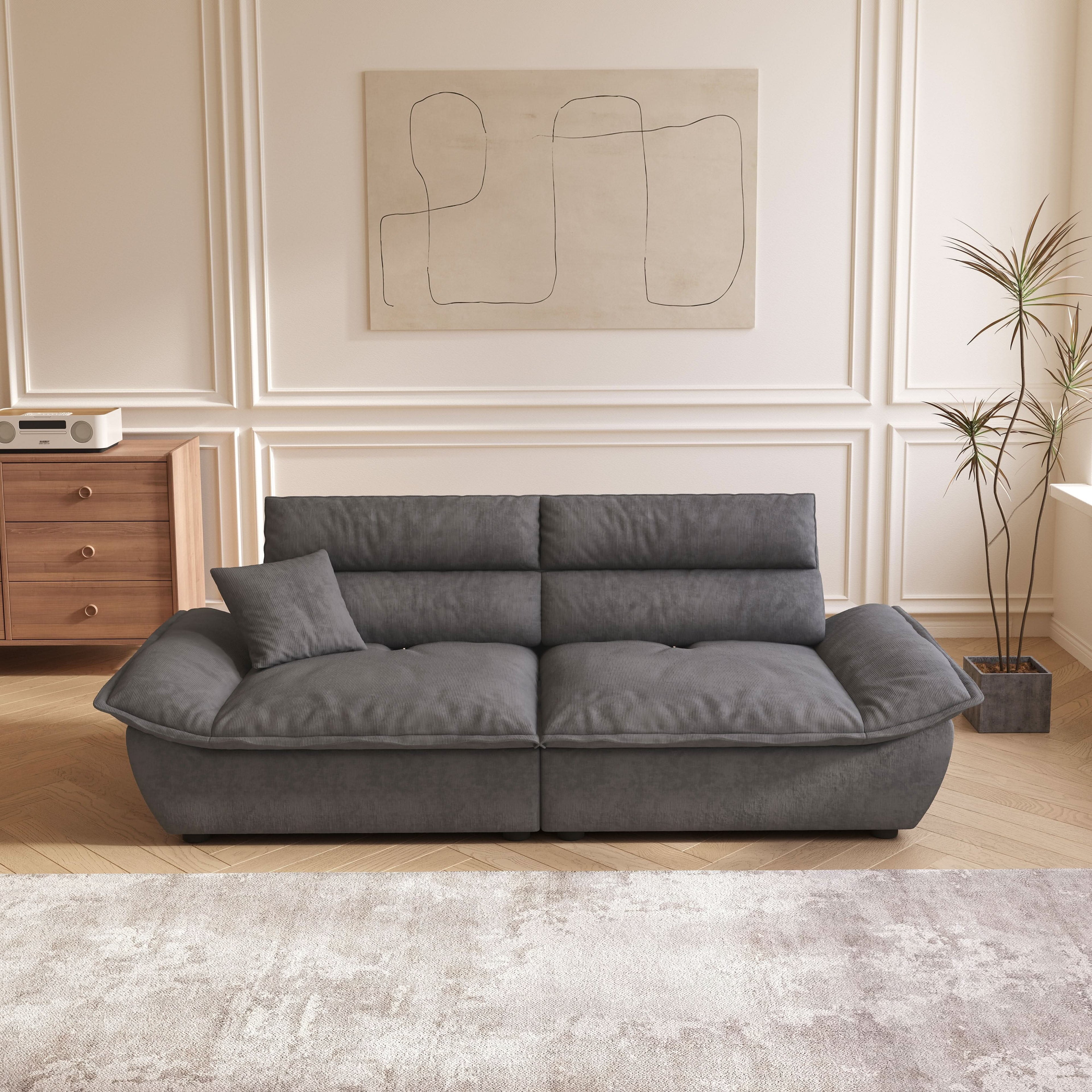 Cottonfy Adjustable Backrest Sailboat  Corduroy Sofa Green