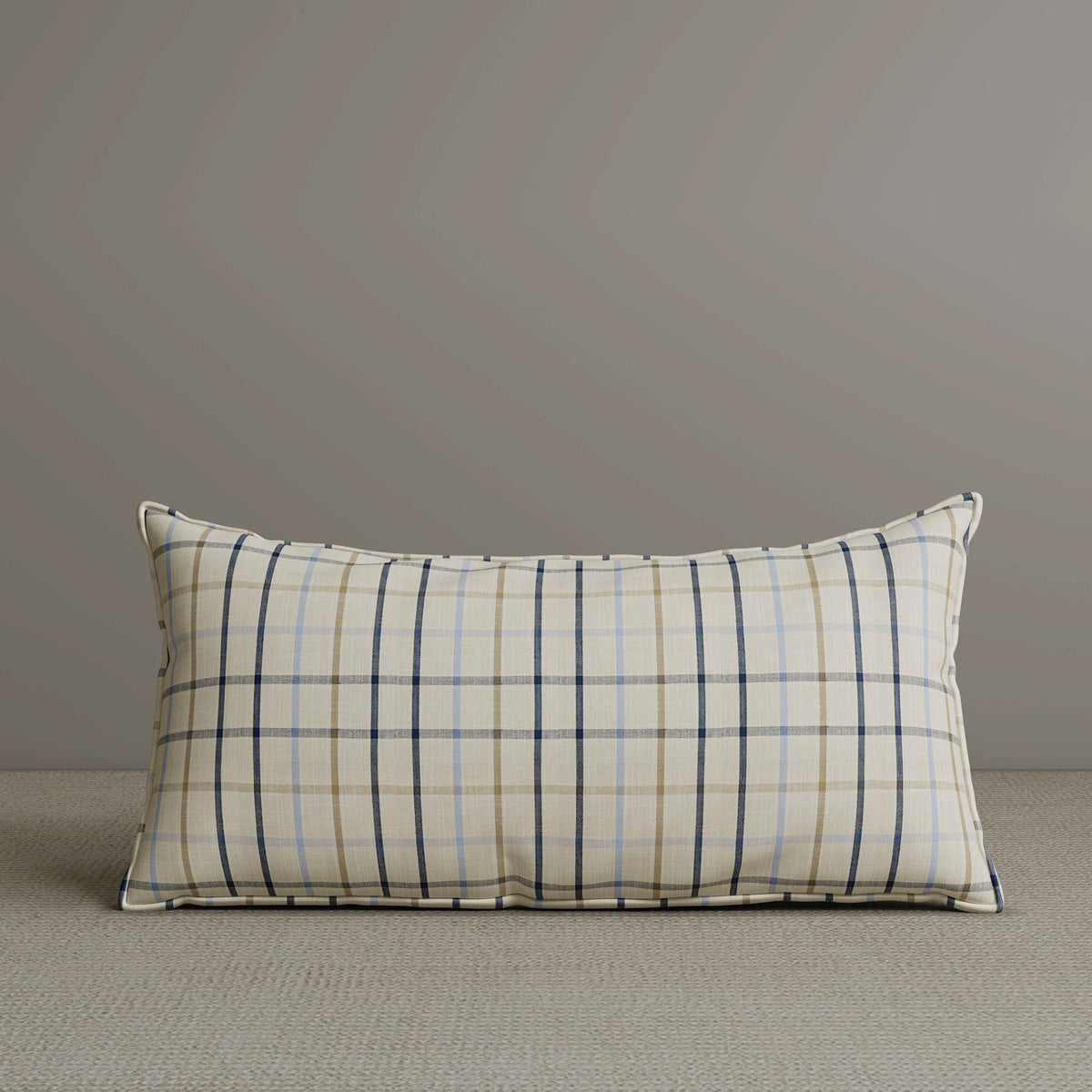 ‍Exclusive Waist Cushion in Light Blue Checkered Cotton Linen, 56*27*12 CM (100% off)