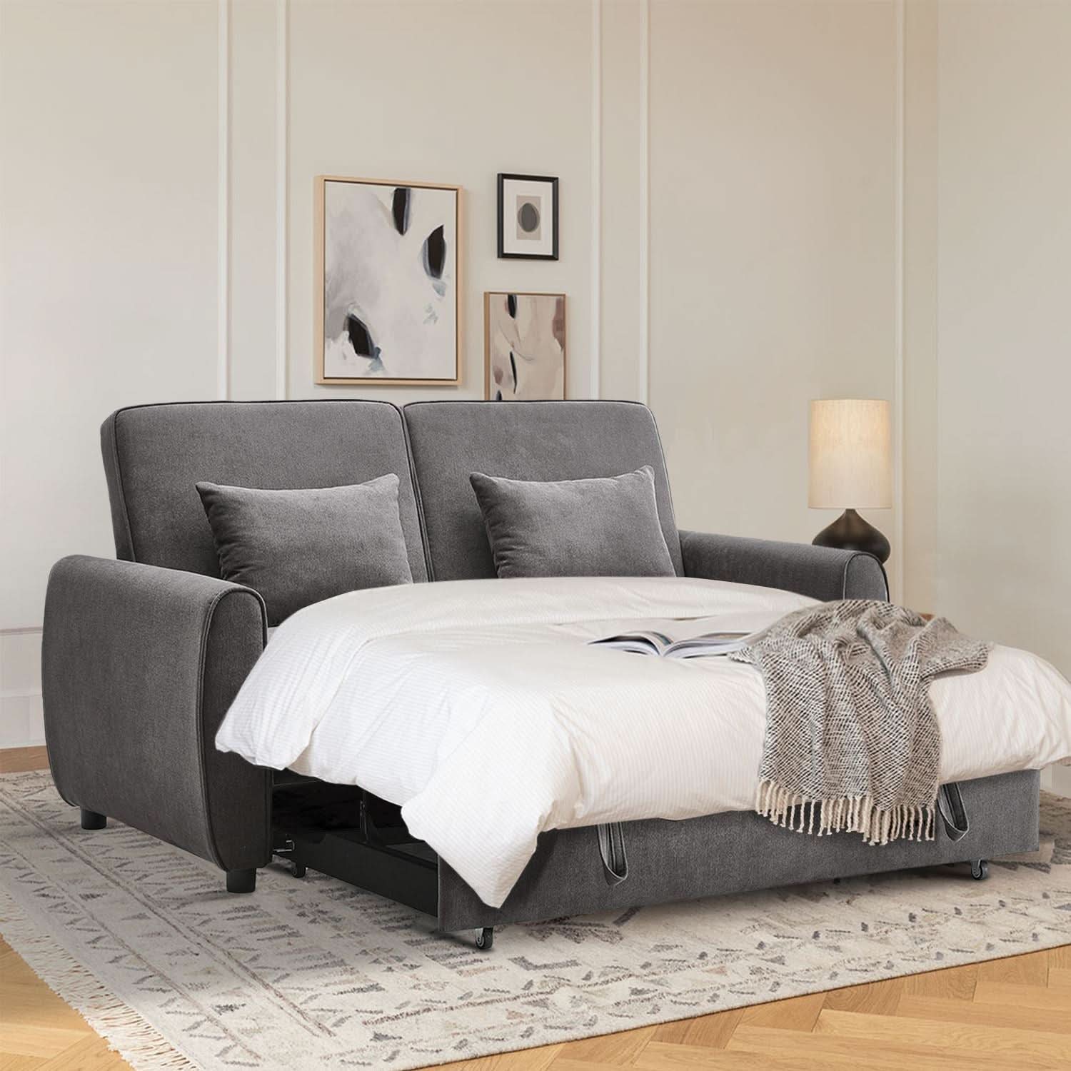 5ft Convertible Sofa Bed Grey Lounger