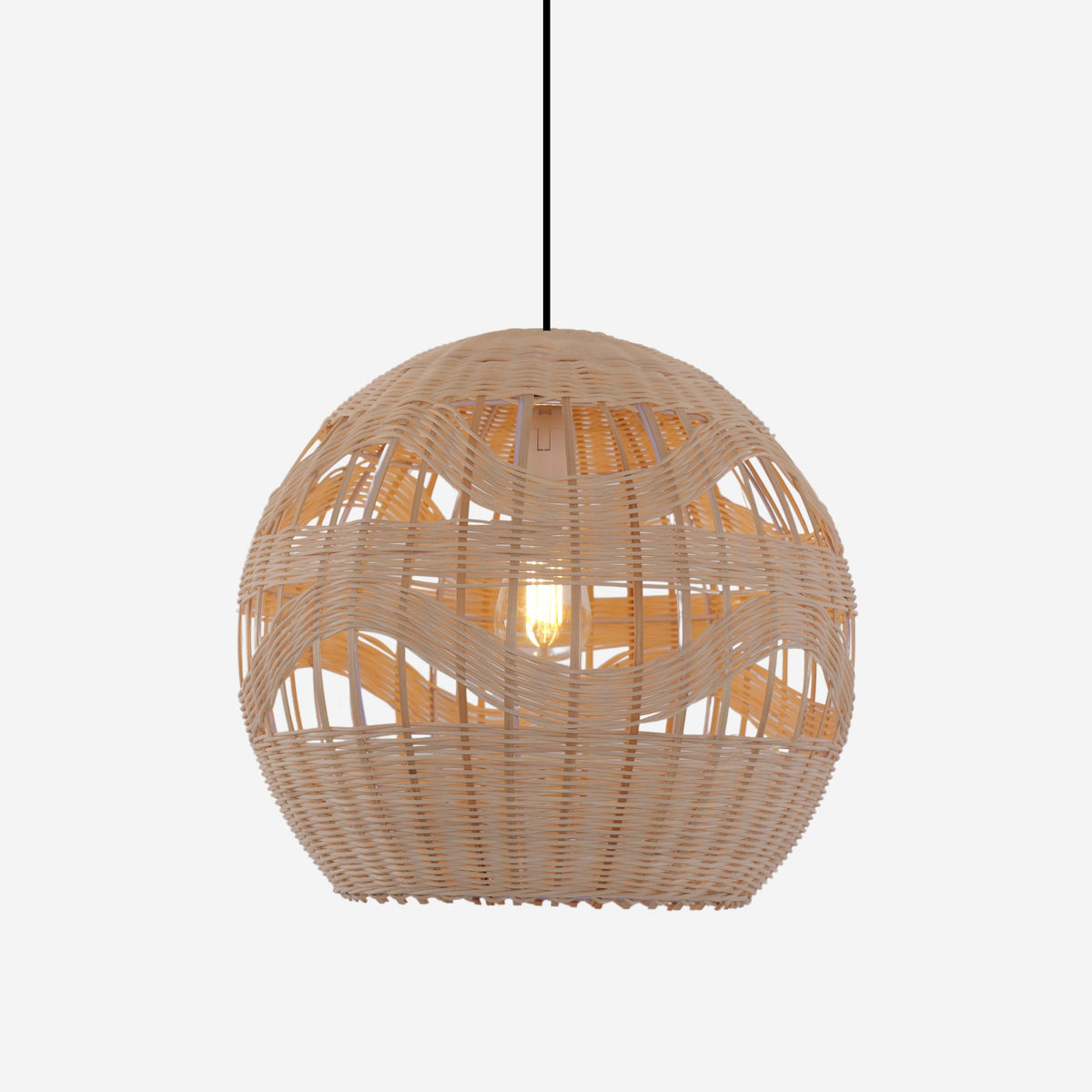 Lightsin Handwoven Rattan Pendant Light – Boho-Chic Ceiling Pendant Light for Dining Rooms, Living Spaces, and Wicker Interior Lighting