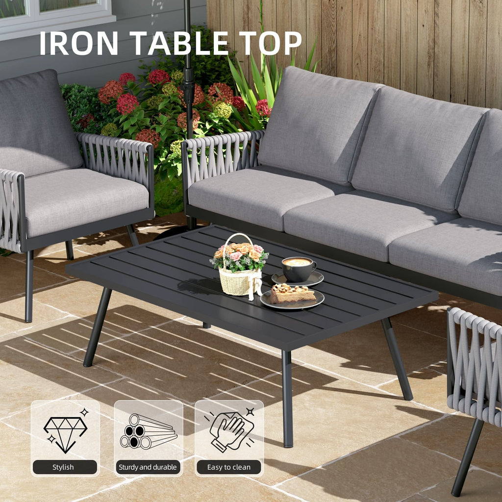 4 Piece Aluminium Outdoor Sofa Set with Glass Table Garden Furniture