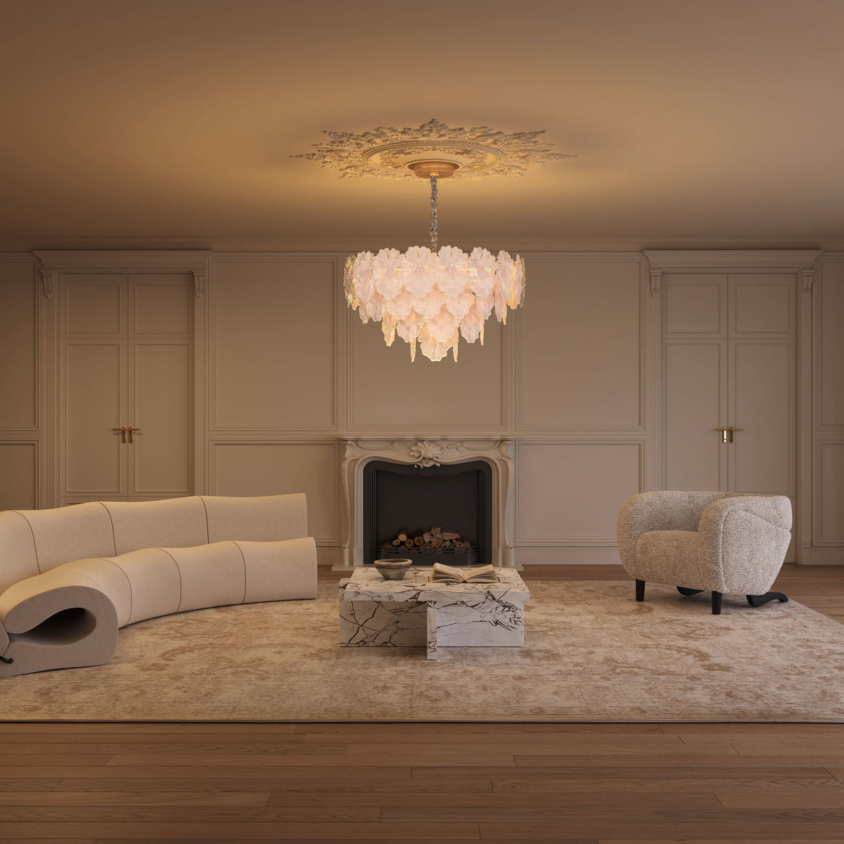 Lightsin Opulent Glow Elegant Glass Chandelier with Adjustable Elegance